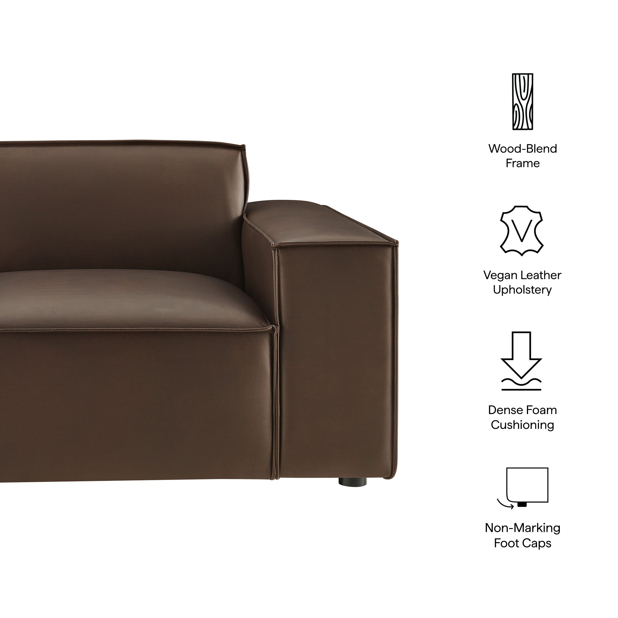 Restore Vegan Leather Right-Facing Modular Lounge Chair - Toast