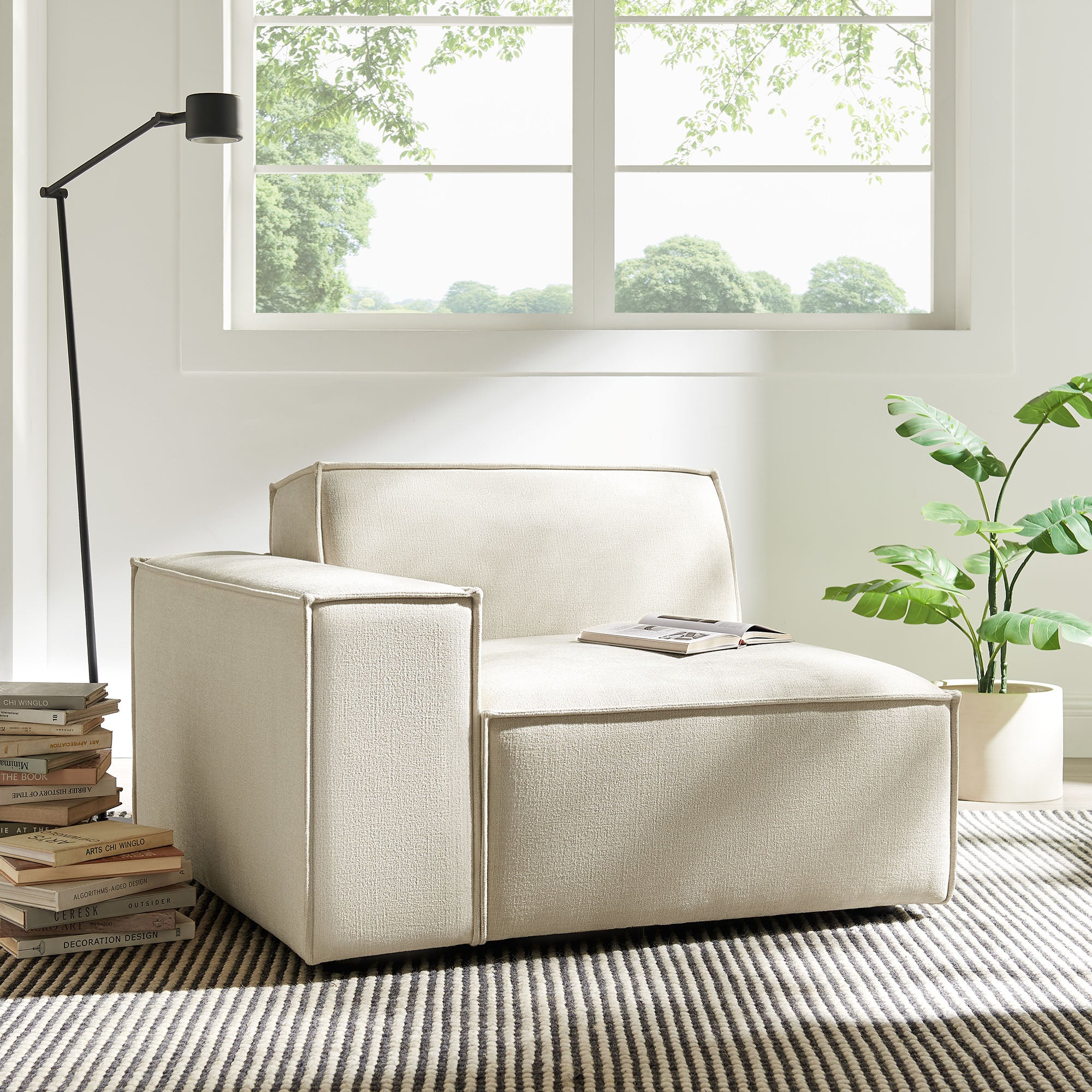 Restore Performance Fabric Upholstered Left-Facing Modular Lounge Chair