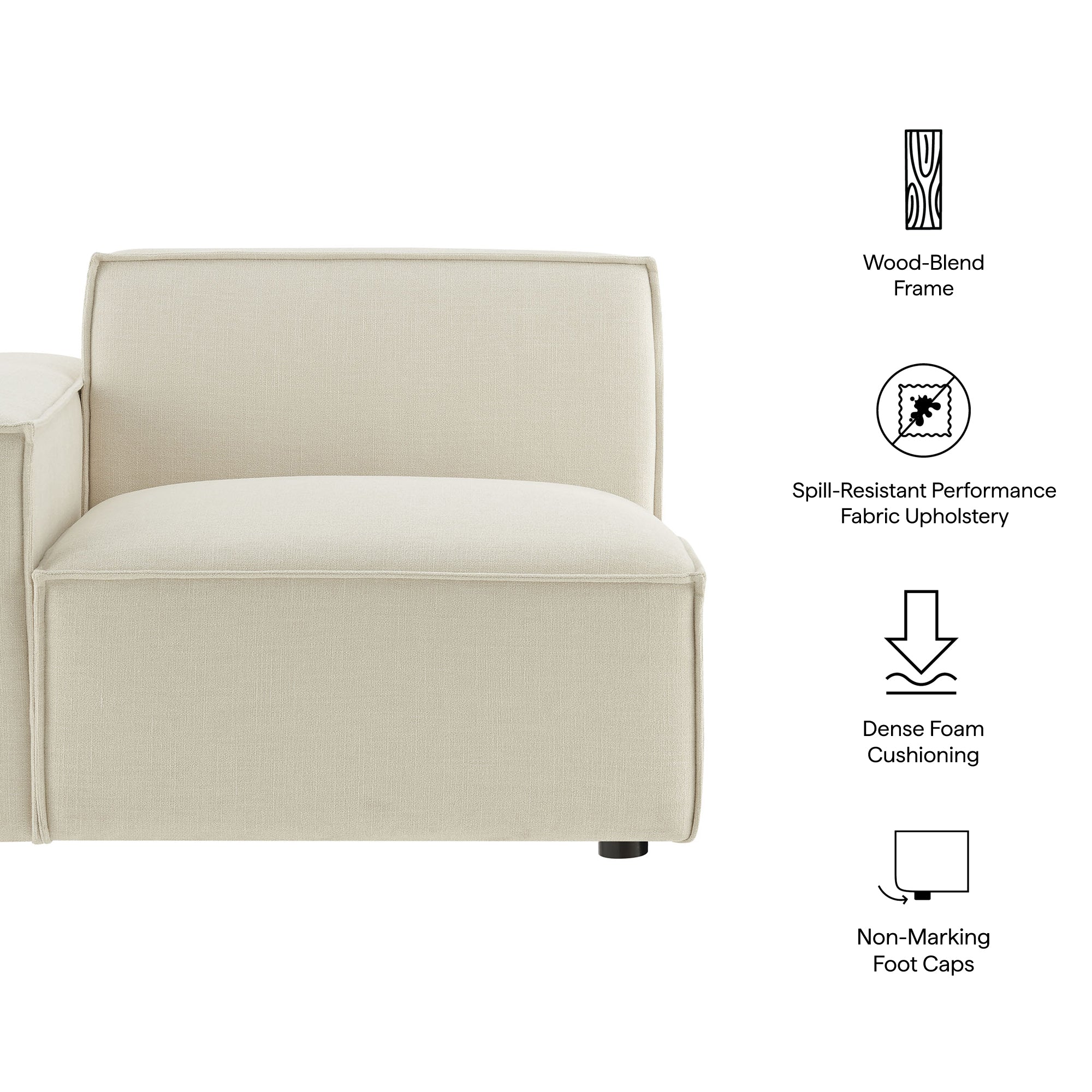 Restore Performance Fabric Upholstered Left-Facing Modular Lounge Chair - Foliage