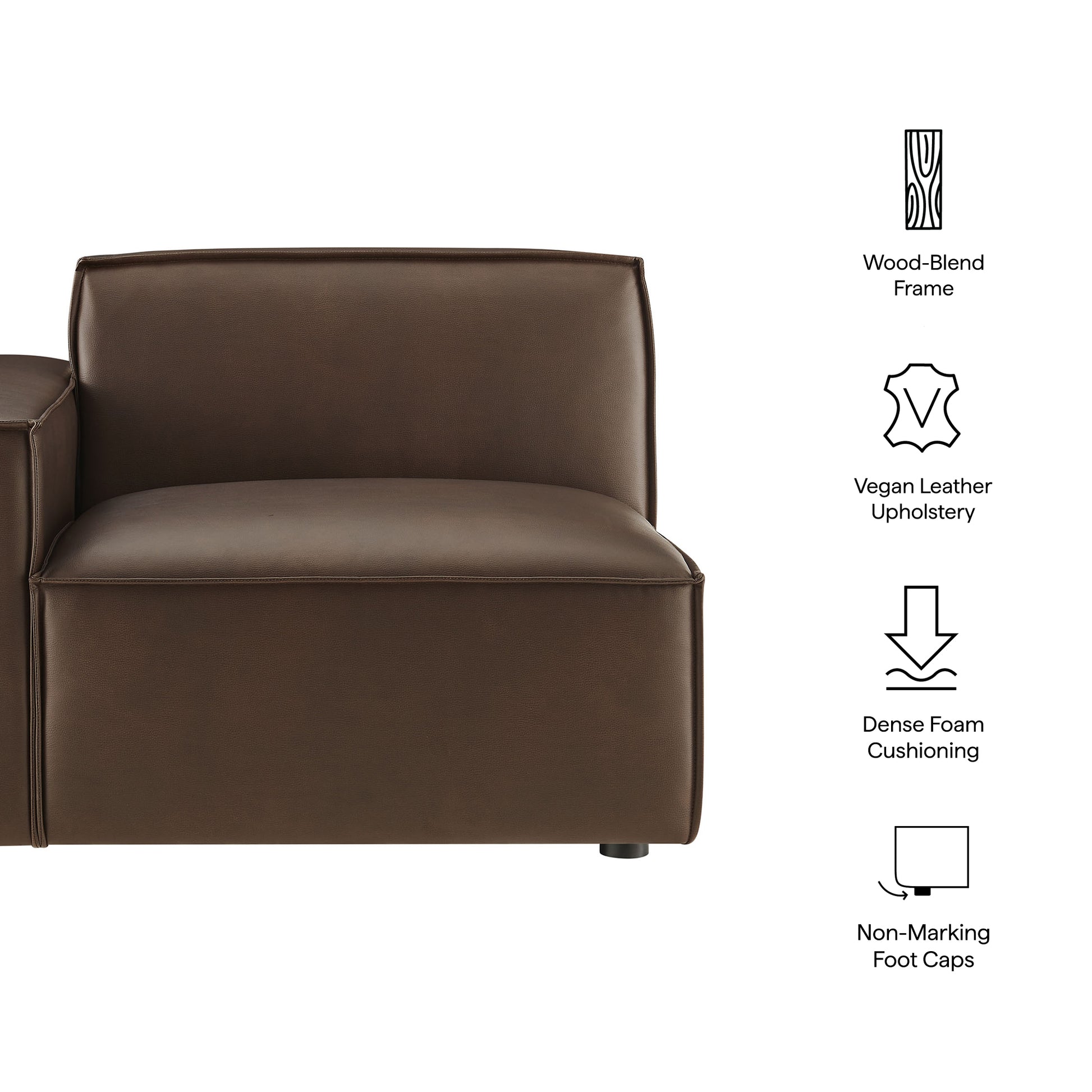 Restore Vegan Leather Left-Facing Modular Lounge Chair - Toast
