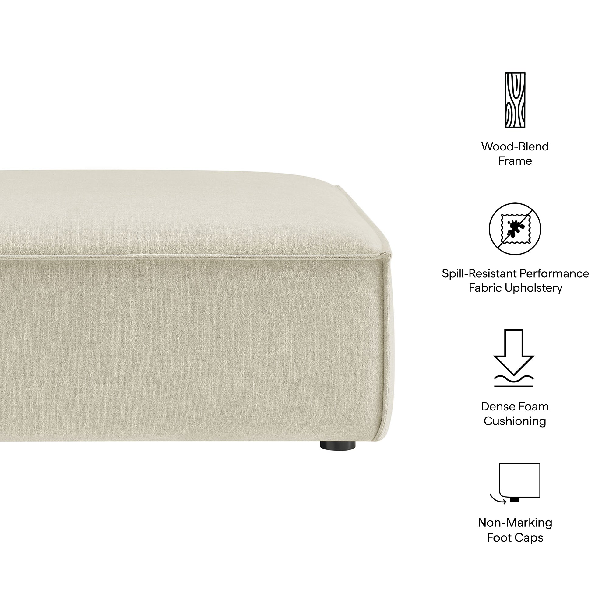 Restore Performance Fabric Upholstered Modular Ottoman - Foliage