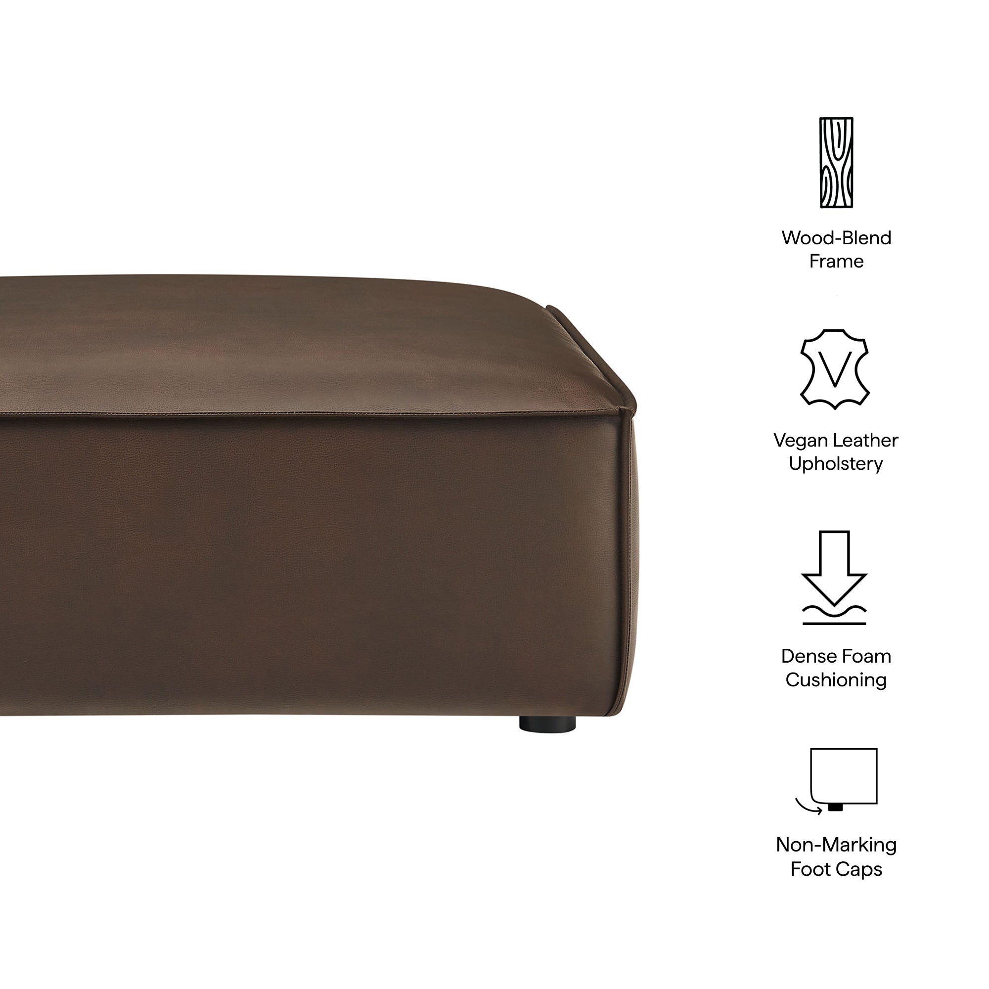 Restore Vegan Leather Modular Ottoman - Toast