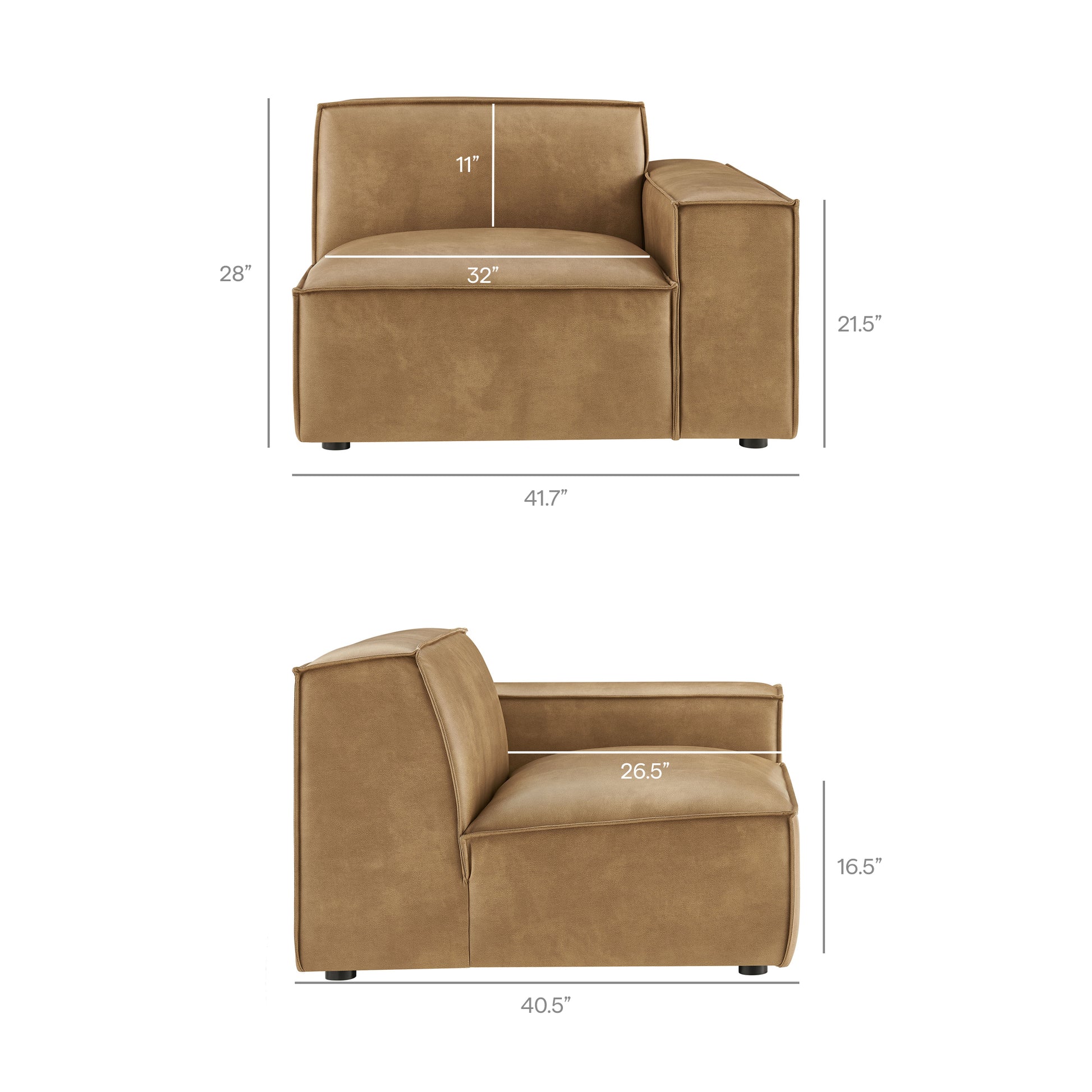 Restore 2-Piece Vegan Leather Modular Loveseat