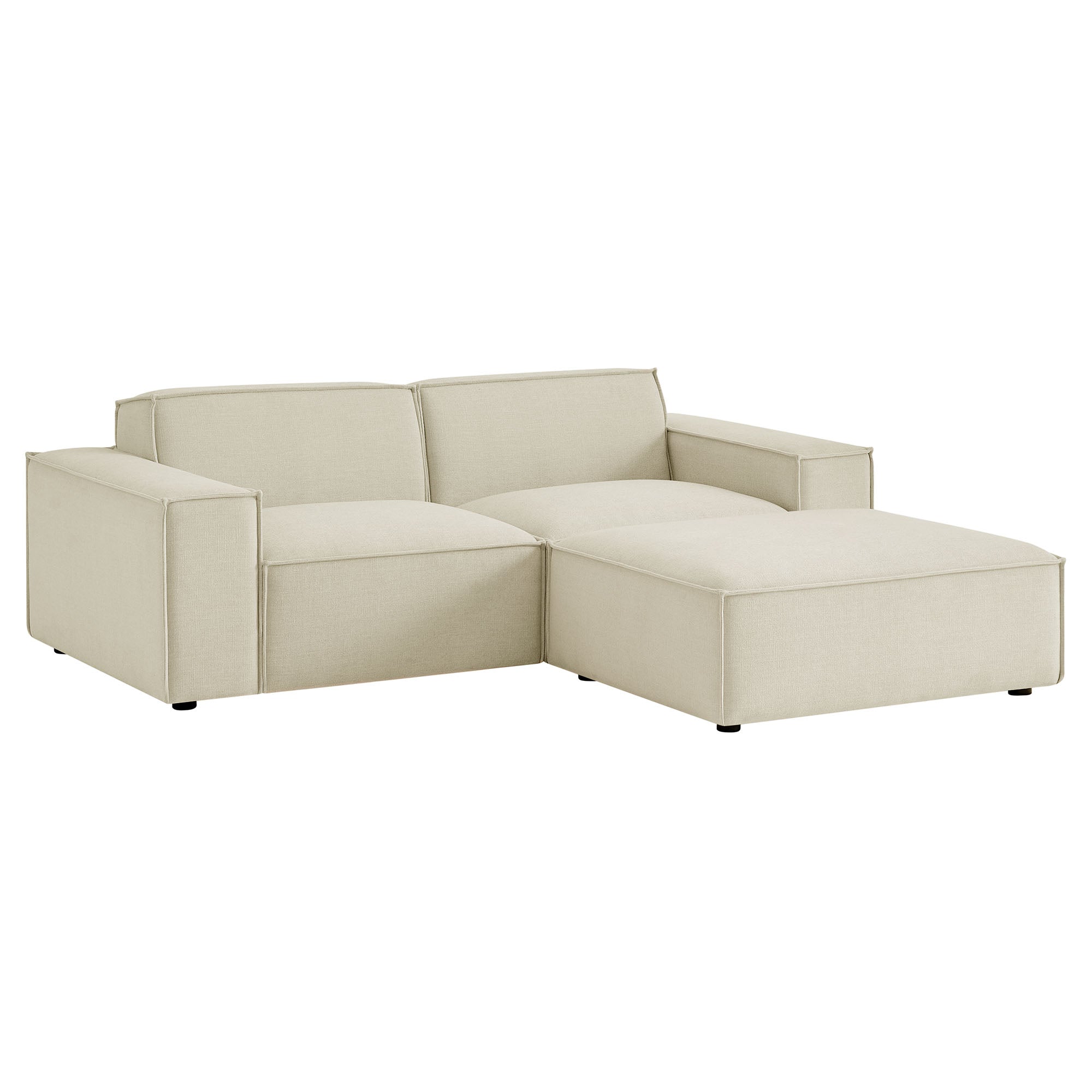 Restore 3-Piece Performance Fabric Upholstered Modular Loveseat with Ottoman - Ecru