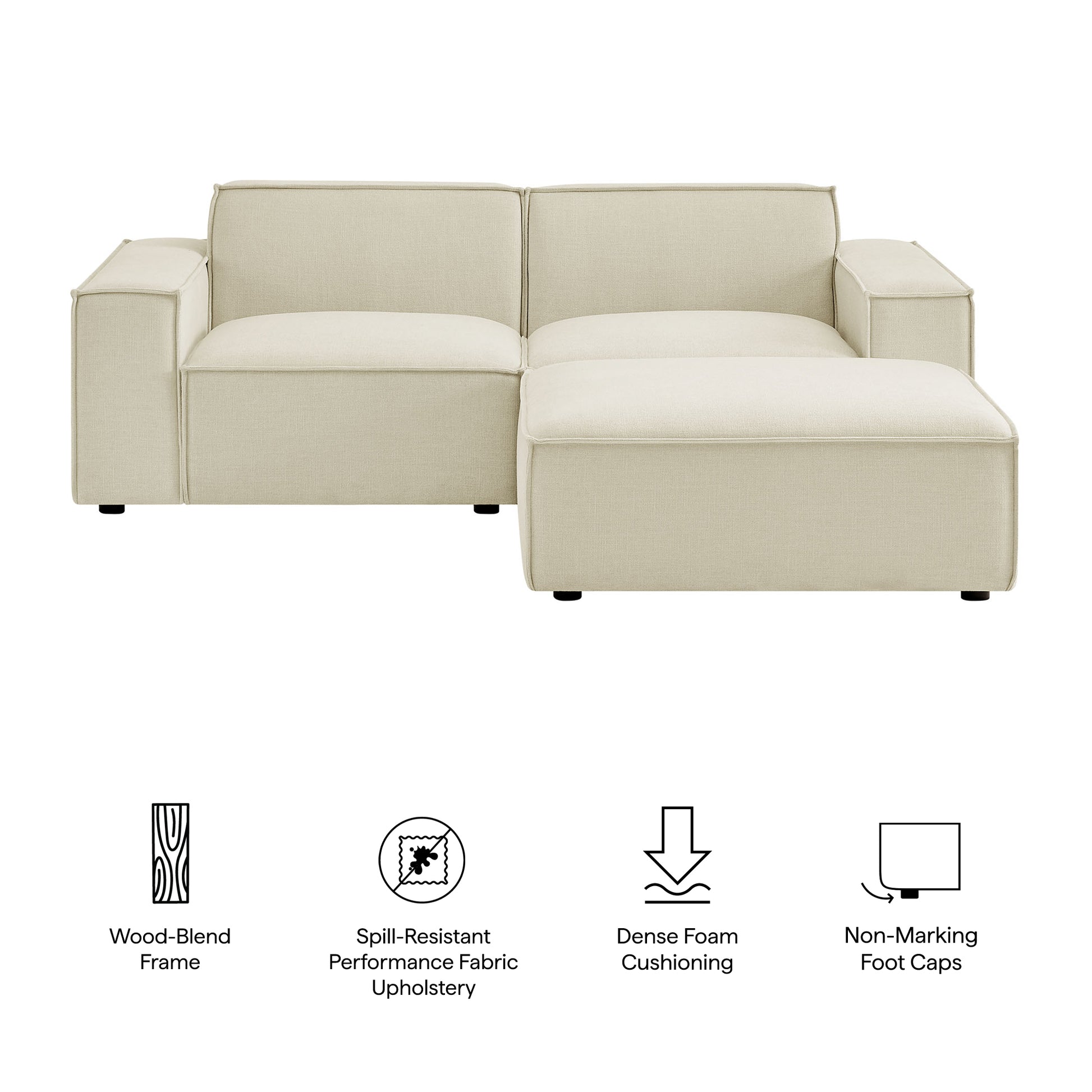 Restore 3-Piece Performance Fabric Upholstered Modular Loveseat with Ottoman - Foliage