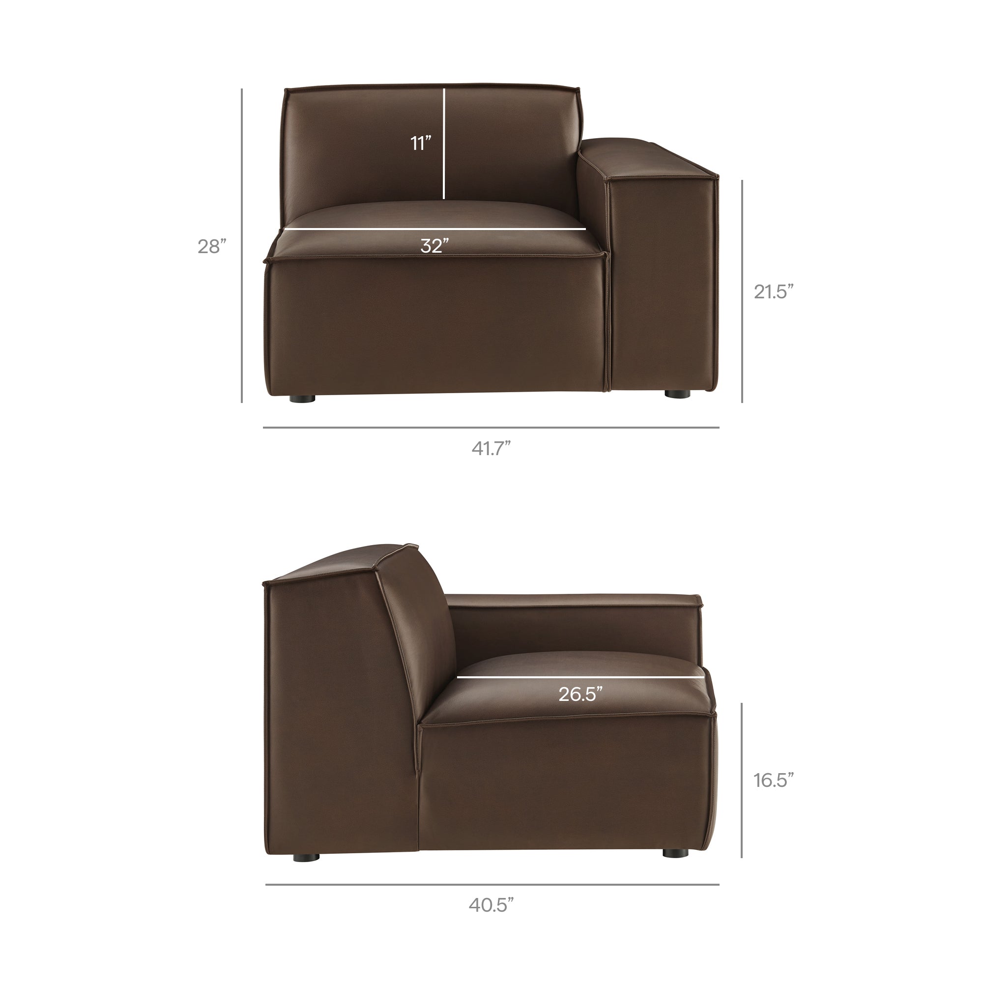 Restore 3-Piece Vegan Leather Modular Loveseat with Ottoman