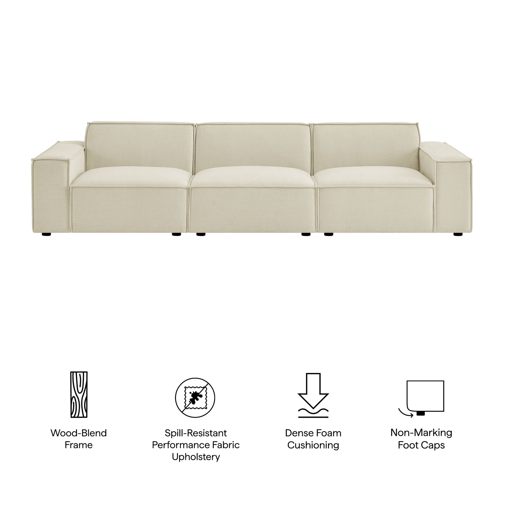 Restore 3-Piece Performance Fabric Upholstered Modular Sofa Set - Foliage