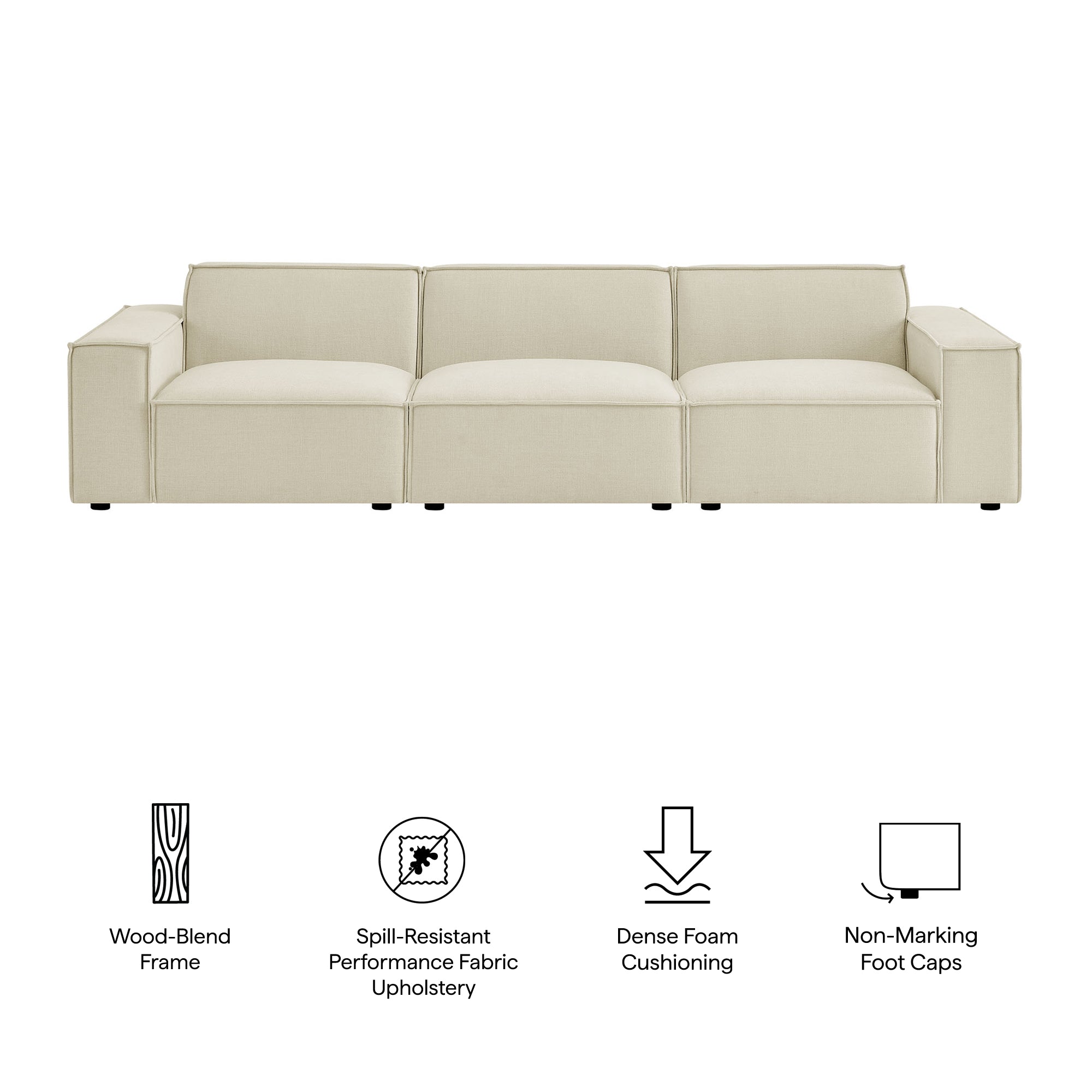 Restore 3-Piece Performance Fabric Upholstered Modular Sofa Set - Foliage