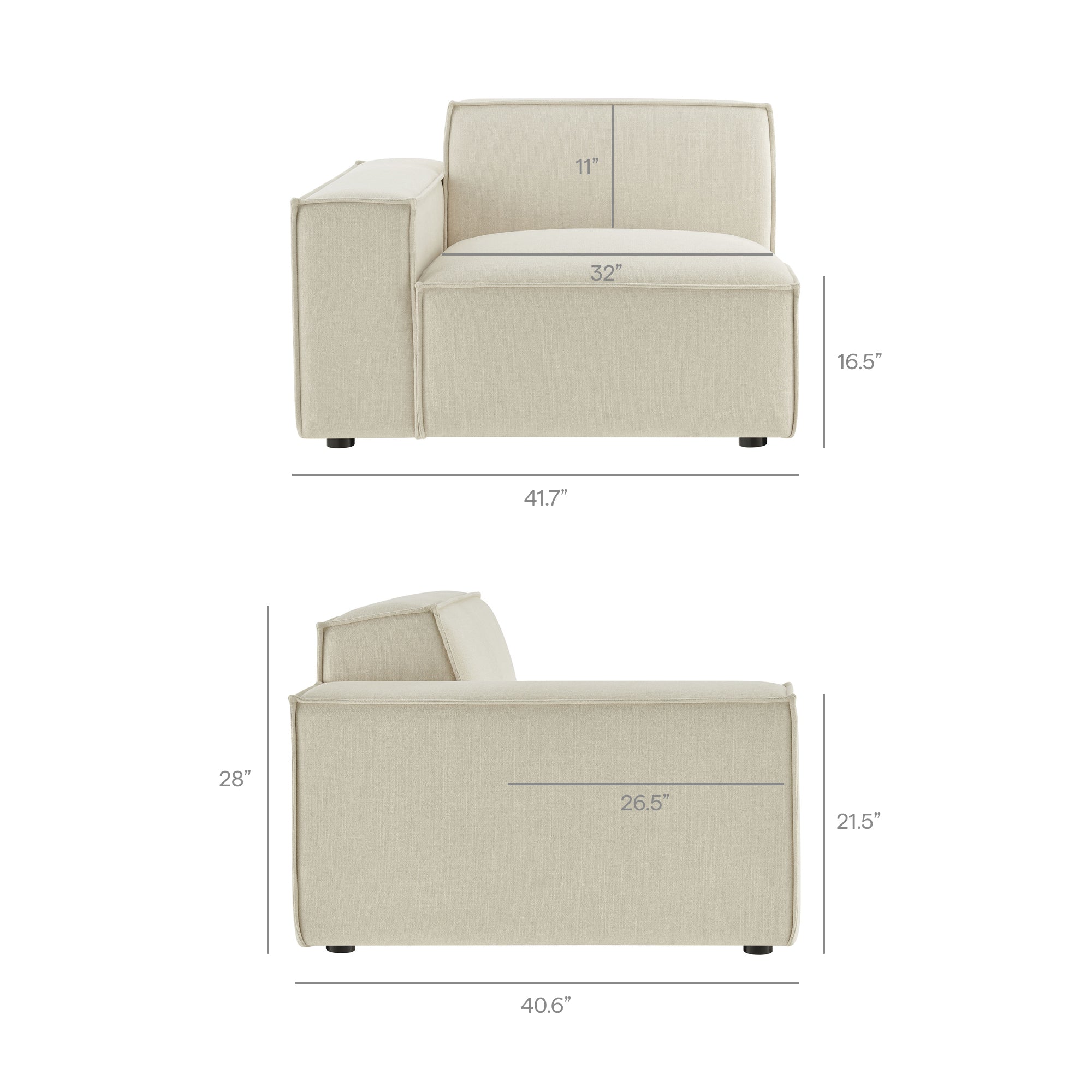 Restore 3-Piece Performance Fabric Upholstered Modular Sofa Set - Pewter