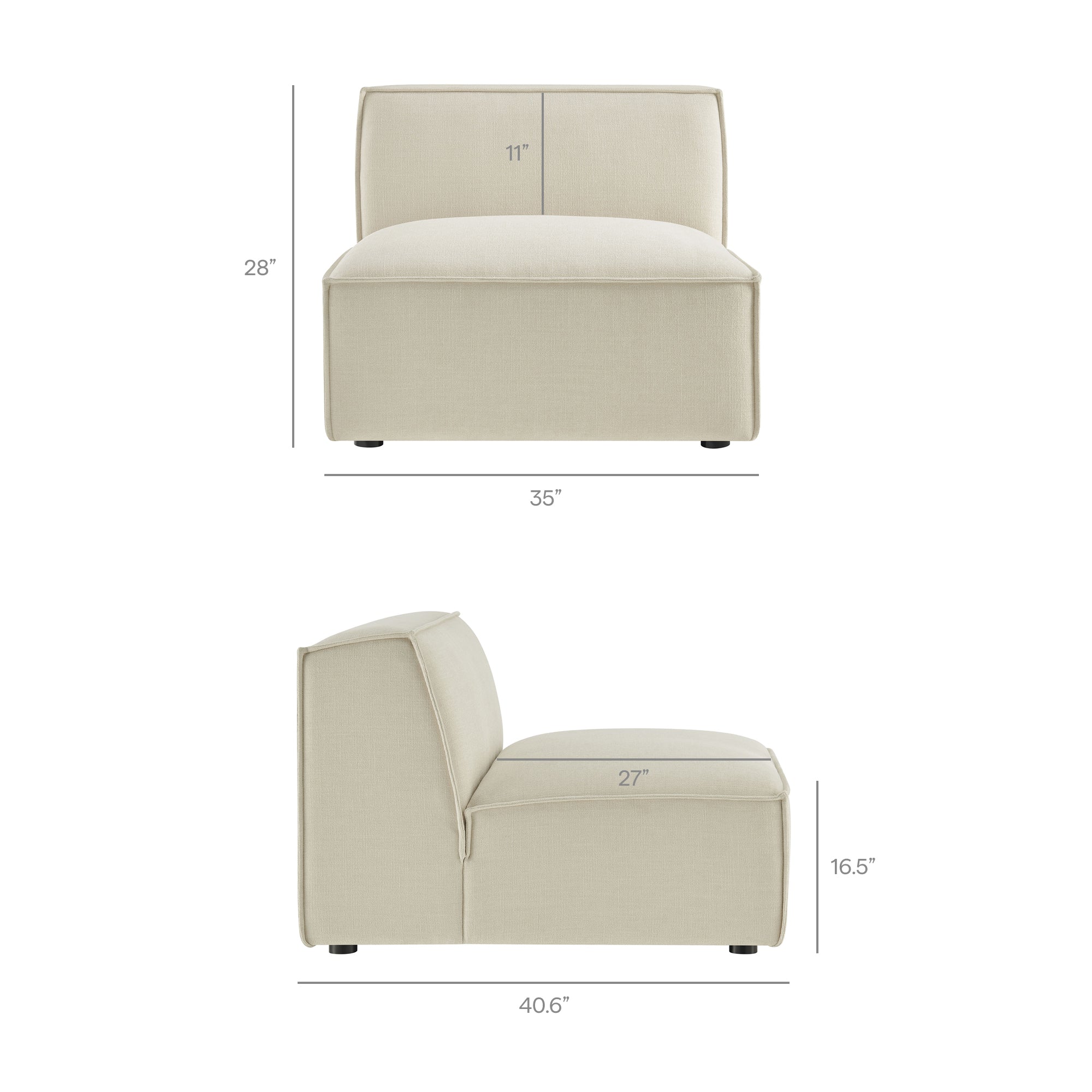 Restore 4-Piece Performance Fabric Upholstered Modular Sofa Set with Ottoman - Sky