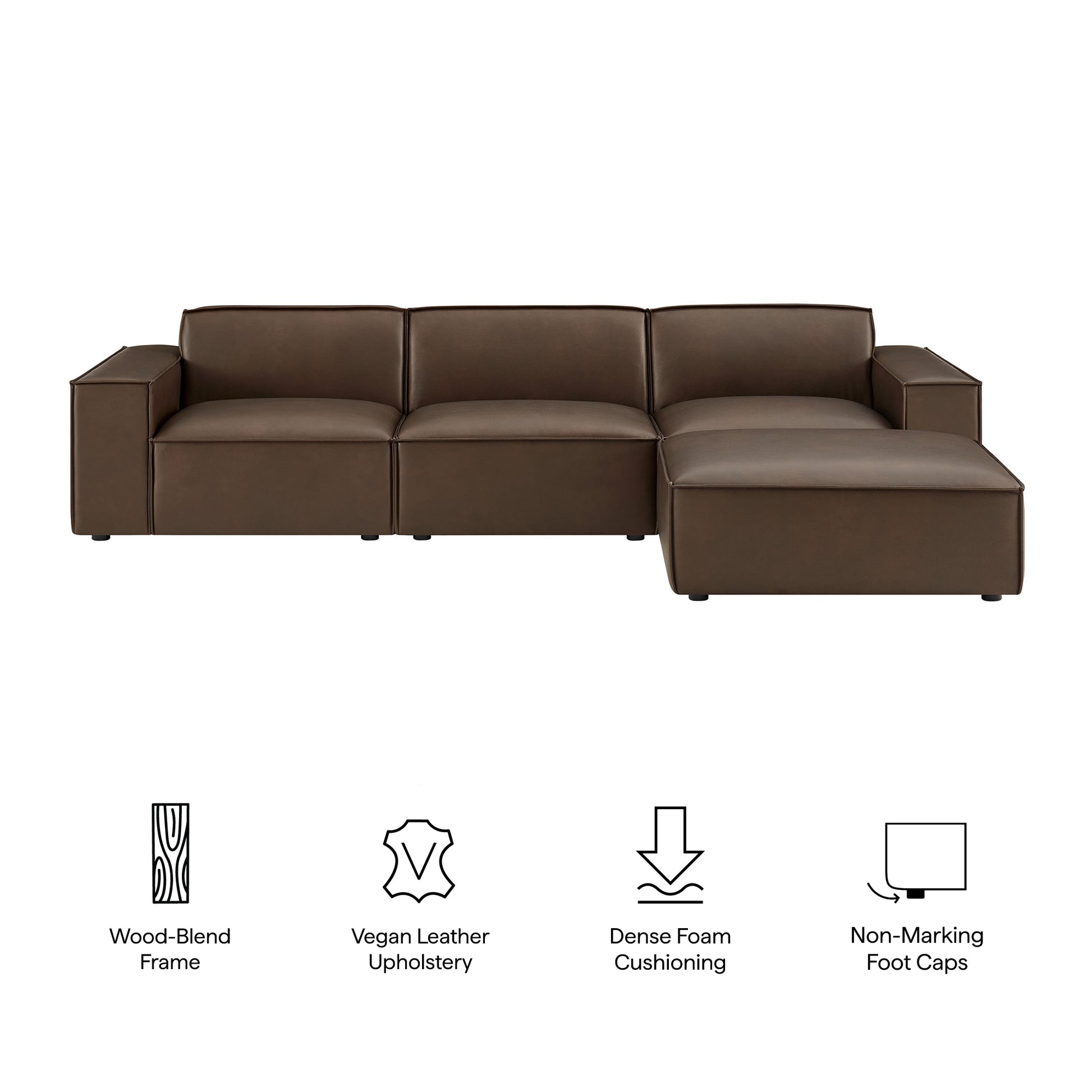 Restore 4-Piece Vegan Leather Modular Sofa Set with Ottoman - Toast
