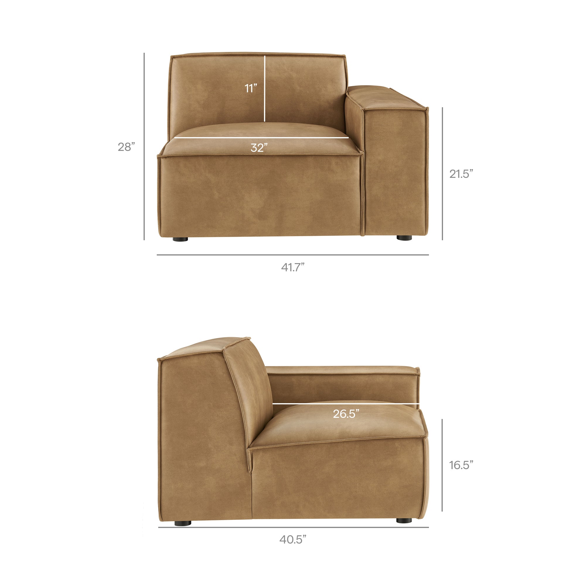 Restore 4-Piece Vegan Leather Modular Sofa Set with Ottoman