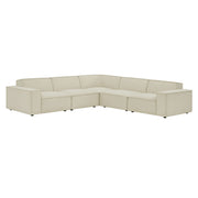 Restore 5-Piece Performance Fabric Upholstered Modular L-Shaped Sofa - Ecru