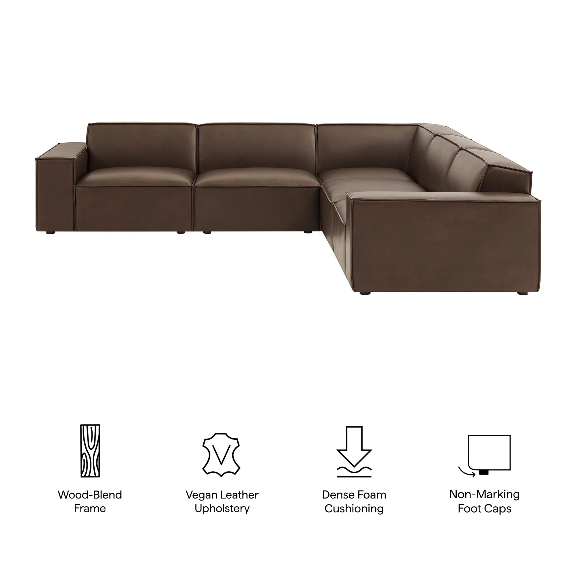 Restore 5-Piece Vegan Leather Modular L-Shaped Sofa - Toast