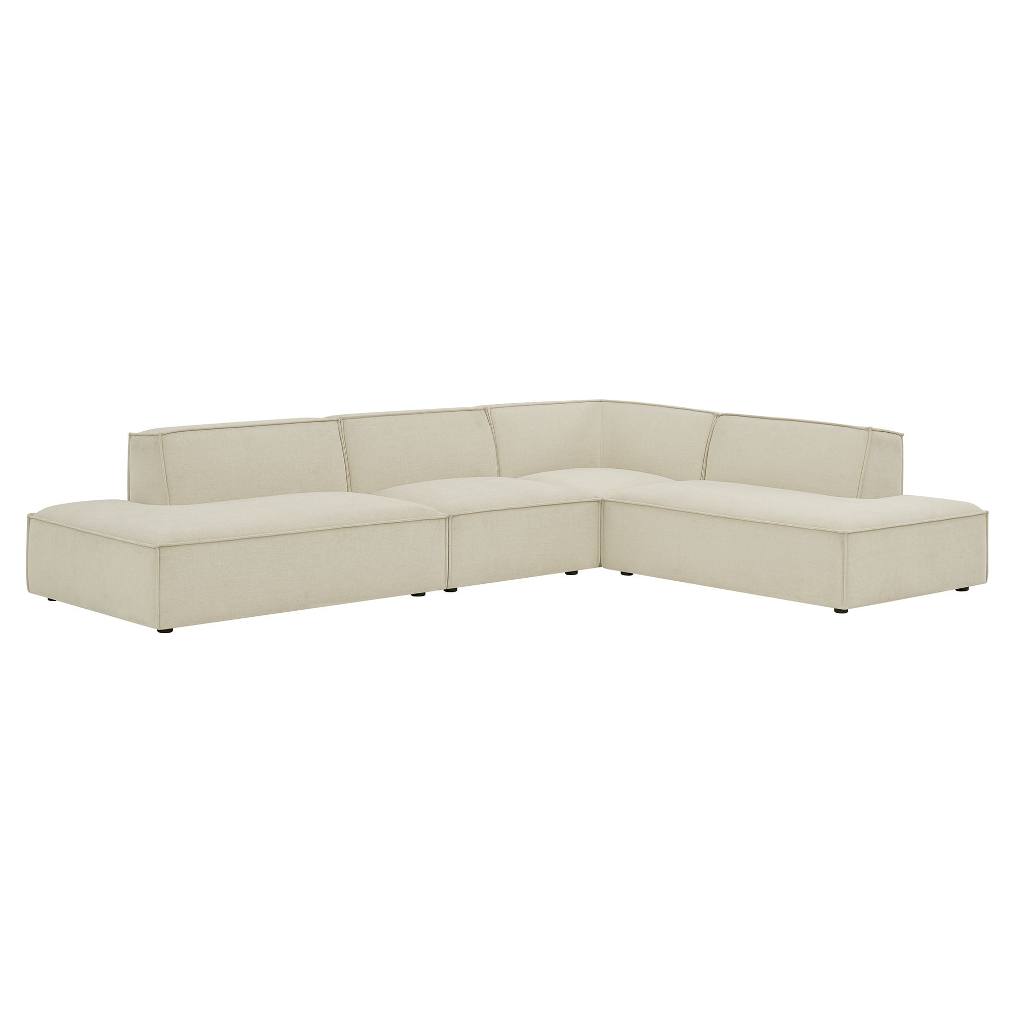 Restore 4-Piece Performance Fabric Upholstered Modular L-Shaped Armless Sectional Sofa - Ecru