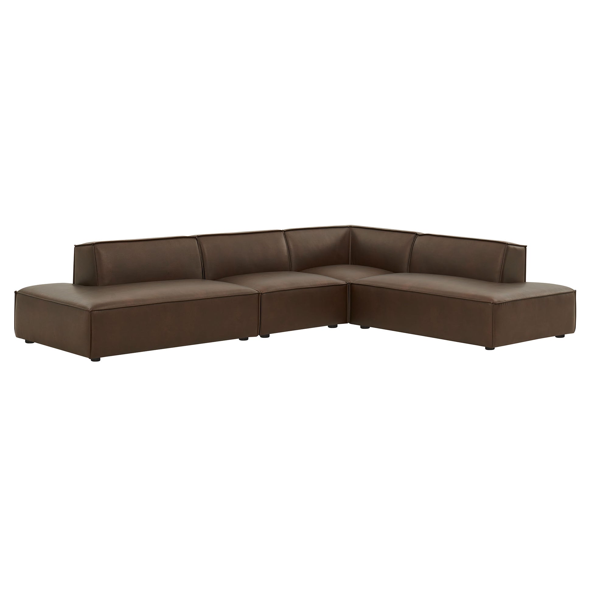 Restore 4-Piece Vegan Leather Modular L-Shaped Armless Sectional Sofa - Espresso
