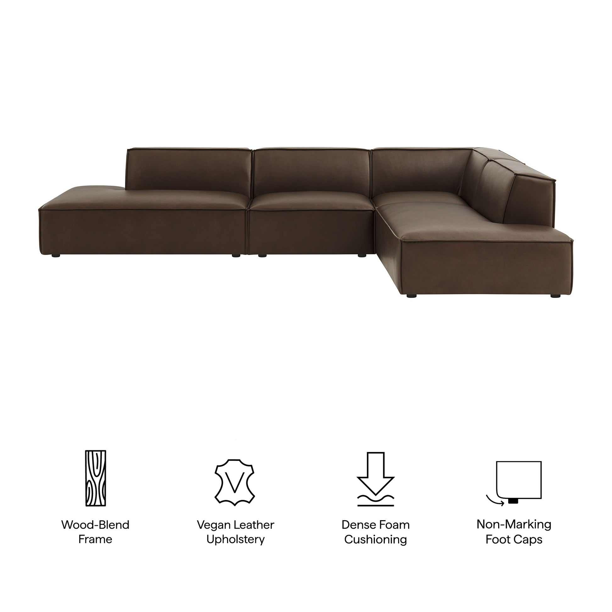 Restore 4-Piece Vegan Leather Modular L-Shaped Armless Sectional Sofa - Toast