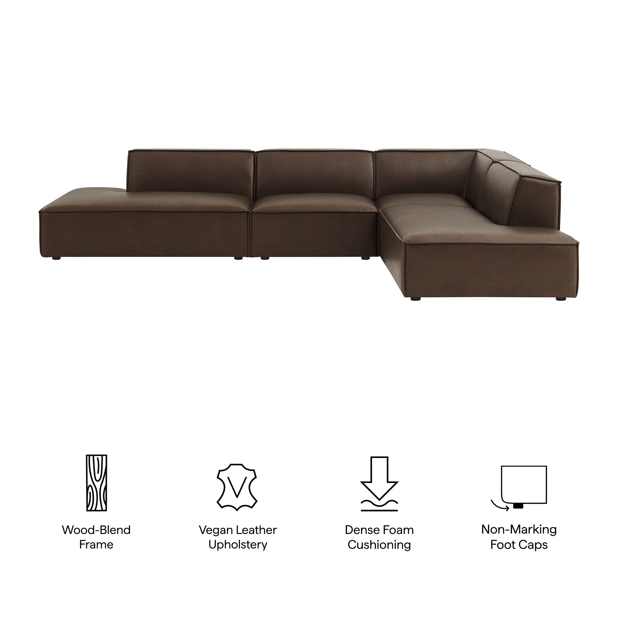 Restore 4-Piece Vegan Leather Modular L-Shaped Armless Sectional Sofa - Toast
