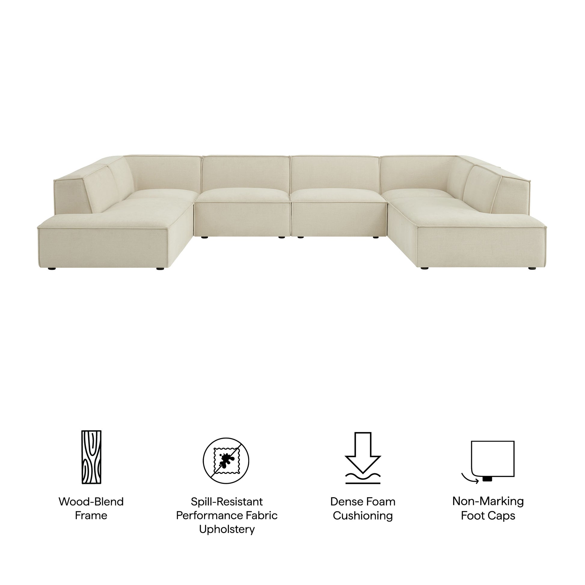 Restore 6-Piece Performance Fabric Upholstered U-Shaped Sectional Sofa - Foliage