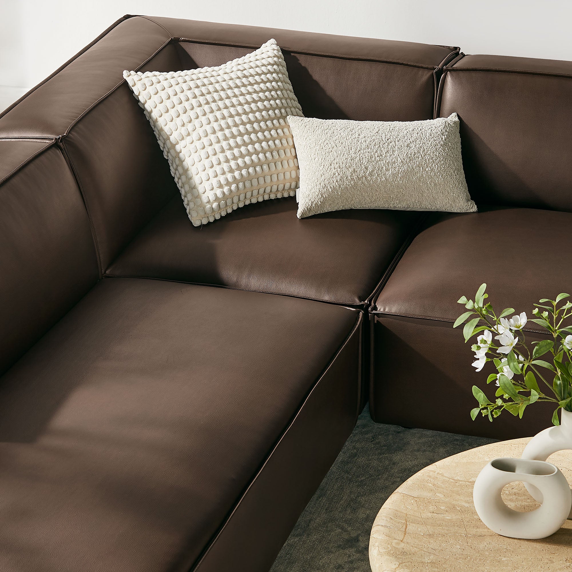 Restore 6-Piece Vegan Leather U-Shaped Armless Sectional Sofa