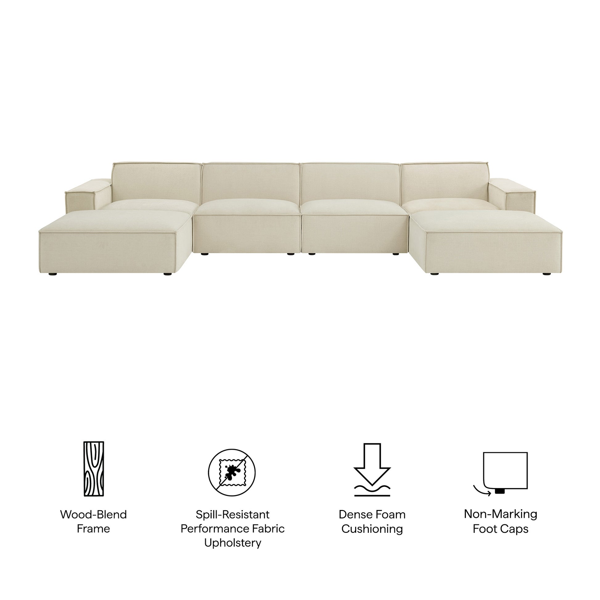 Restore 6-Piece Performance Fabric Upholstered Modular Sectional Sofa - Foliage