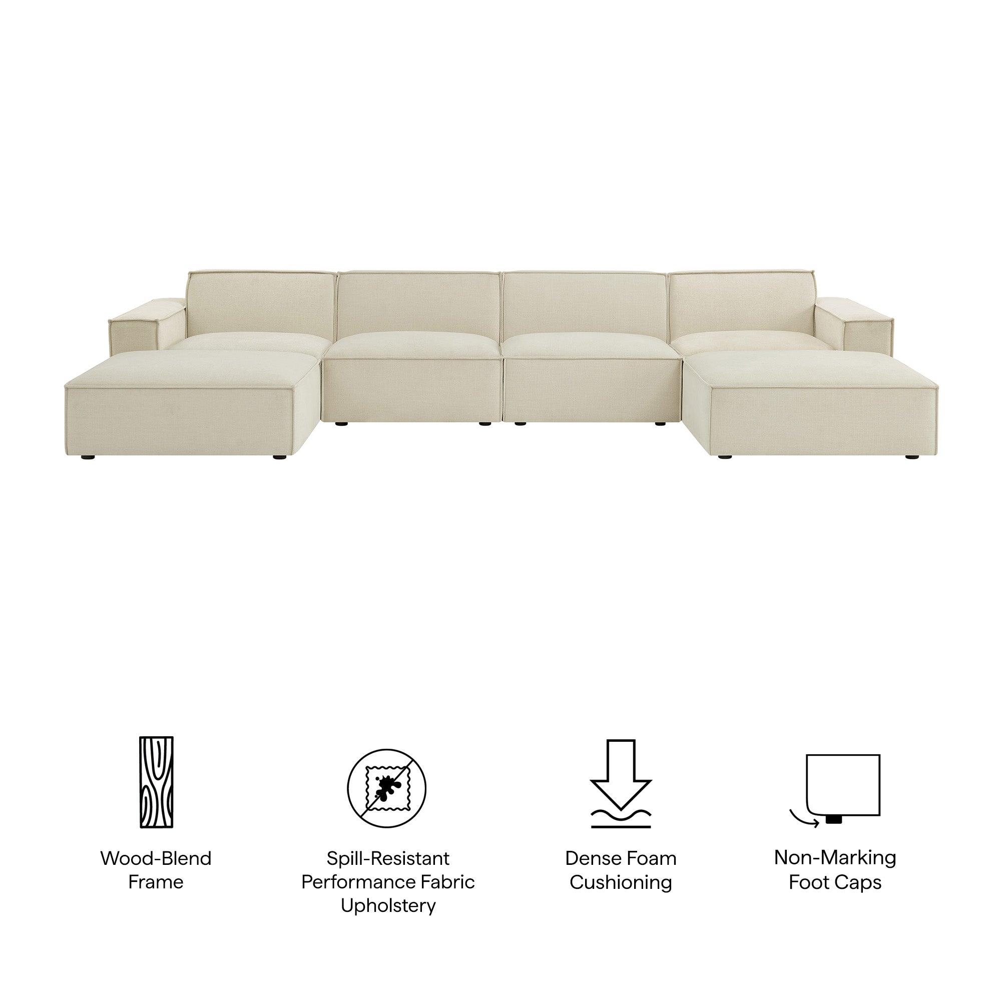 Restore 6-Piece Performance Fabric Upholstered Modular Sectional Sofa - Foliage