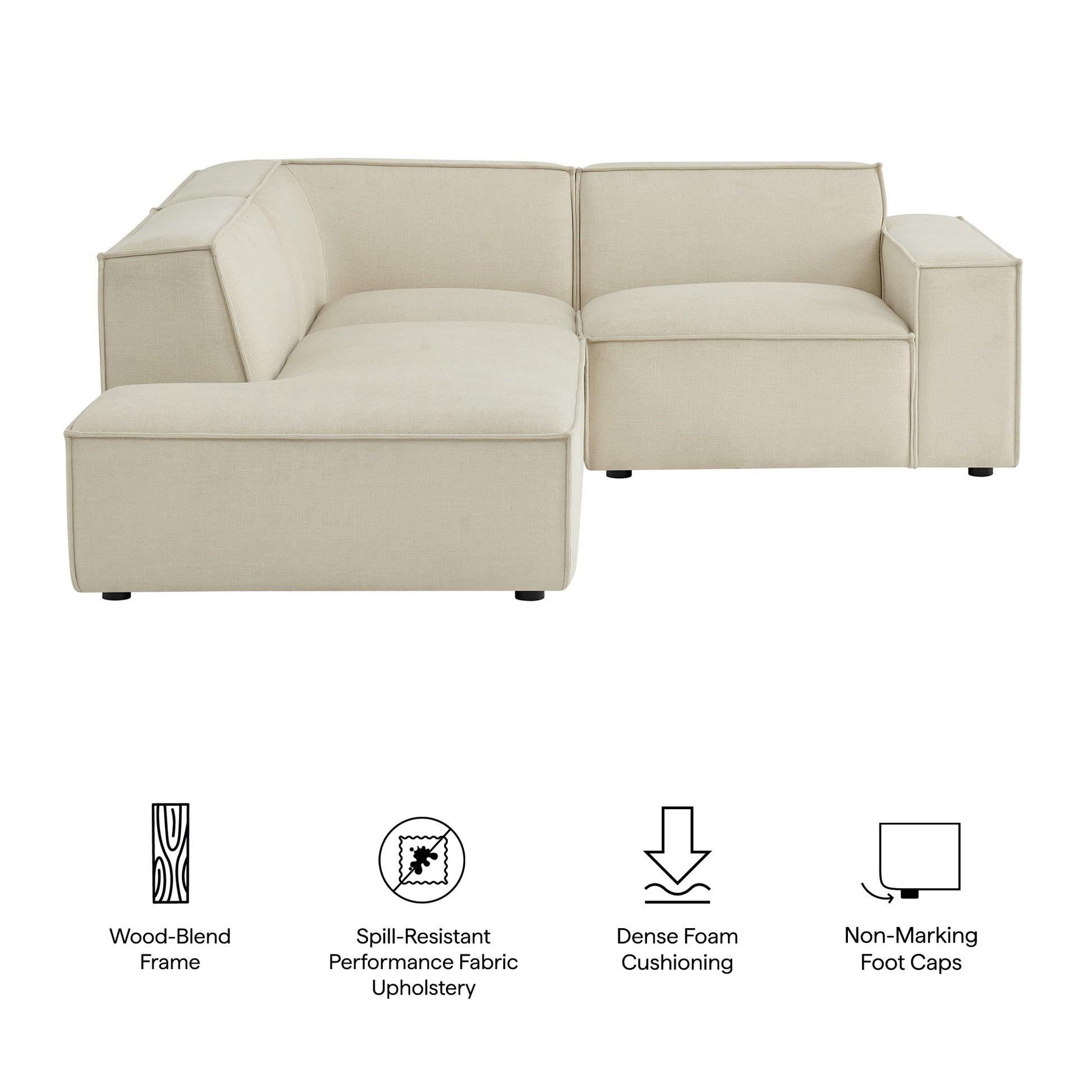 Restore 3-Piece Performance Fabric Upholstered Modular L-Shaped Sectional Sofa - Foliage