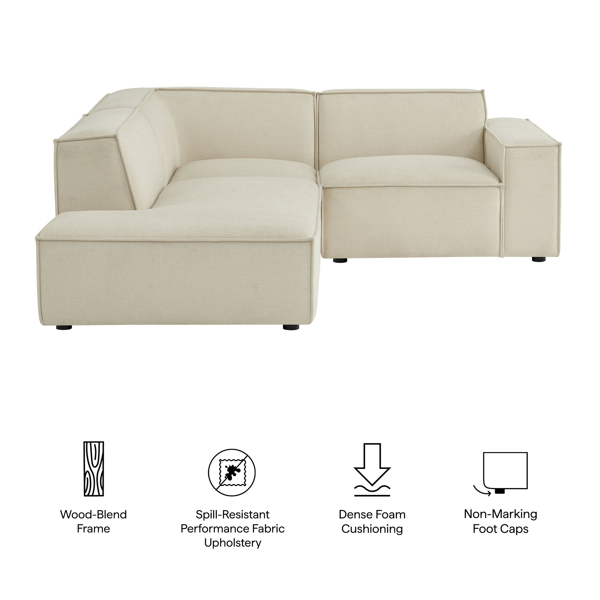Restore 3-Piece Performance Fabric Upholstered Modular L-Shaped Sectional Sofa - Foliage