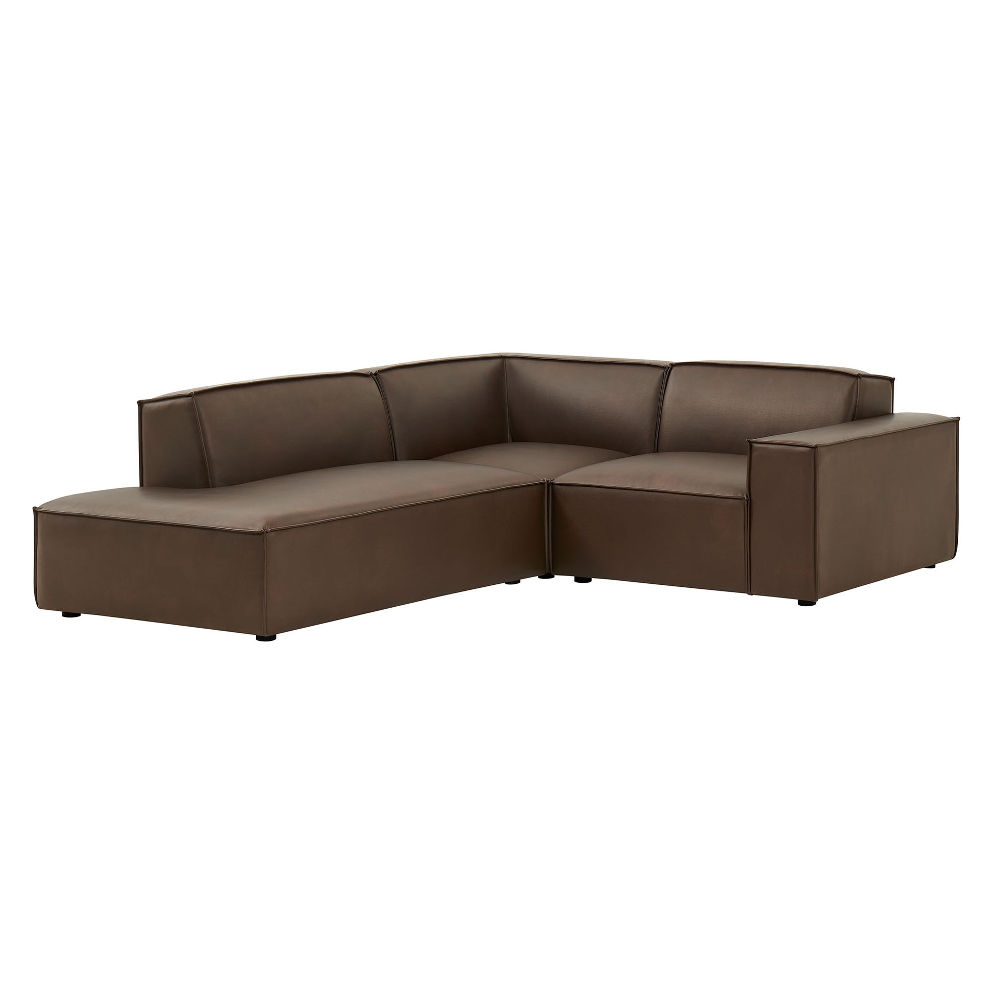 Restore 3-Piece Vegan Leather Modular L-Shaped Sectional Sofa - Espresso