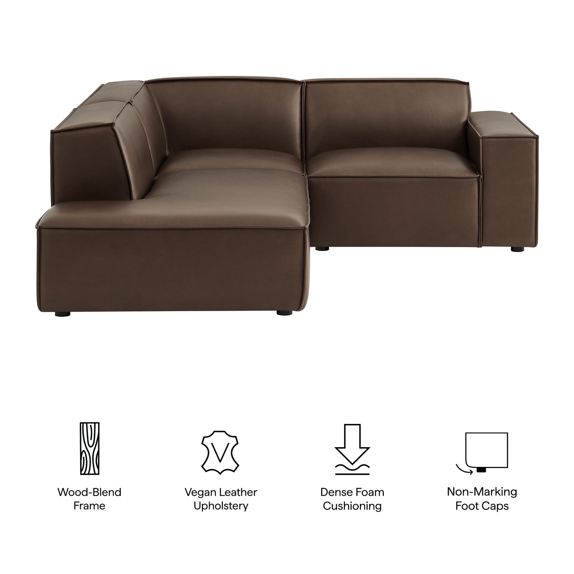Restore 3-Piece Vegan Leather Modular L-Shaped Sectional Sofa - Toast