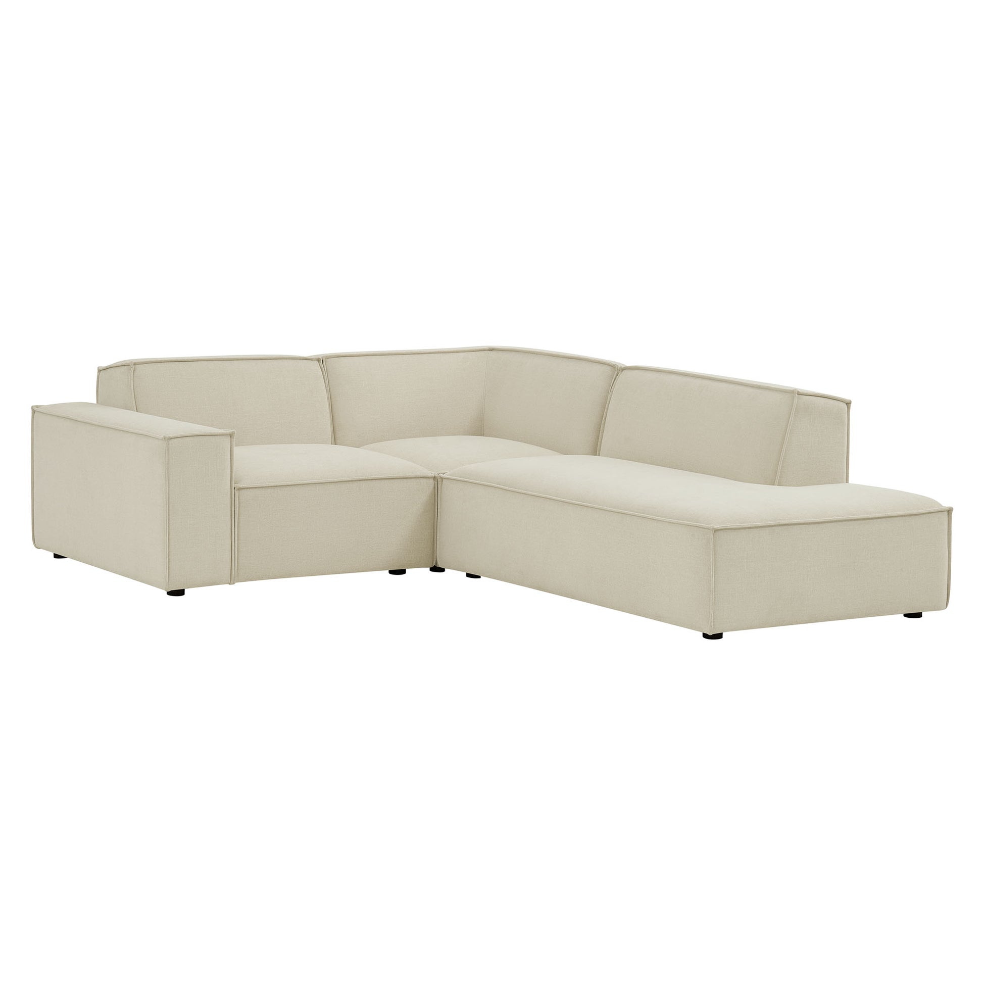 Restore 3-Piece Performance Fabric Upholstered Modular L-Shaped Sectional Sofa - Ecru