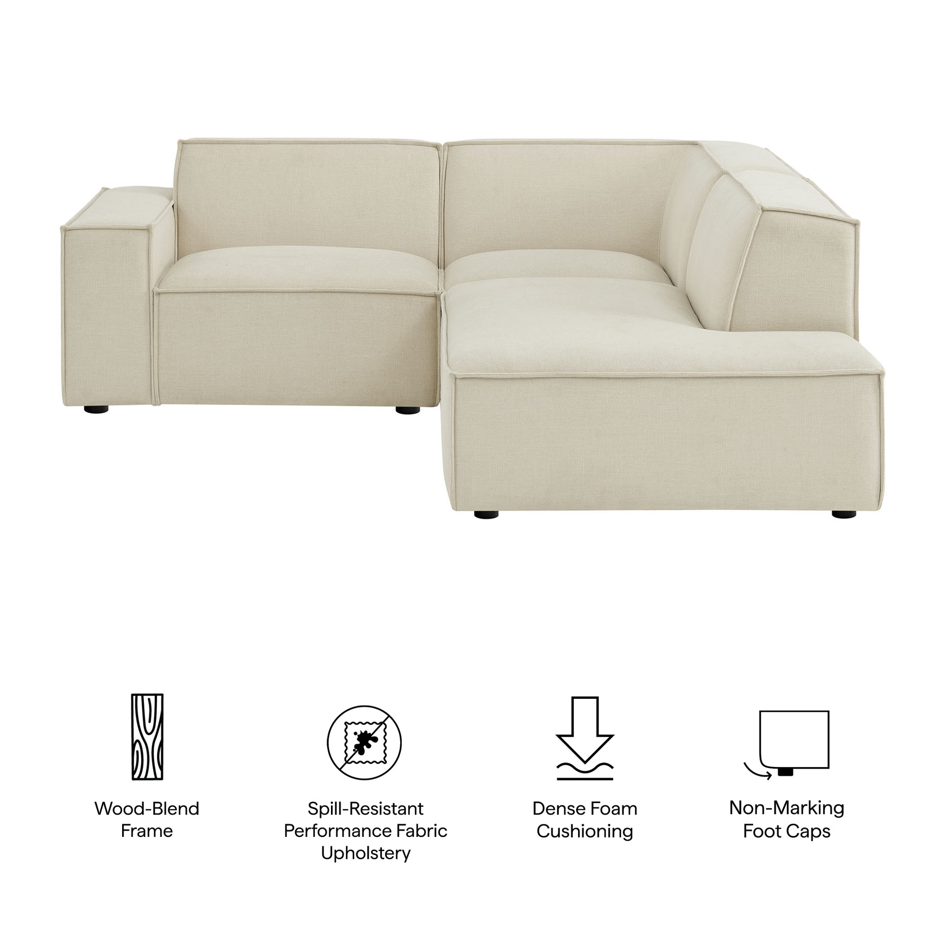 Restore 3-Piece Performance Fabric Upholstered Modular L-Shaped Sectional Sofa - Foliage