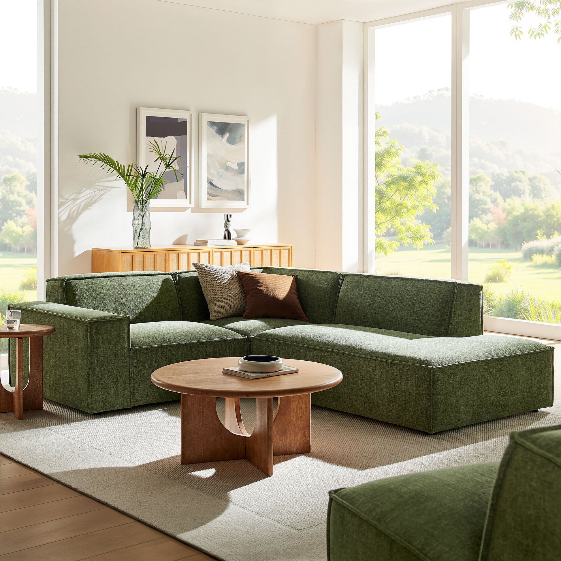 Restore 3-Piece Performance Fabric Upholstered Modular L-Shaped Sectional Sofa