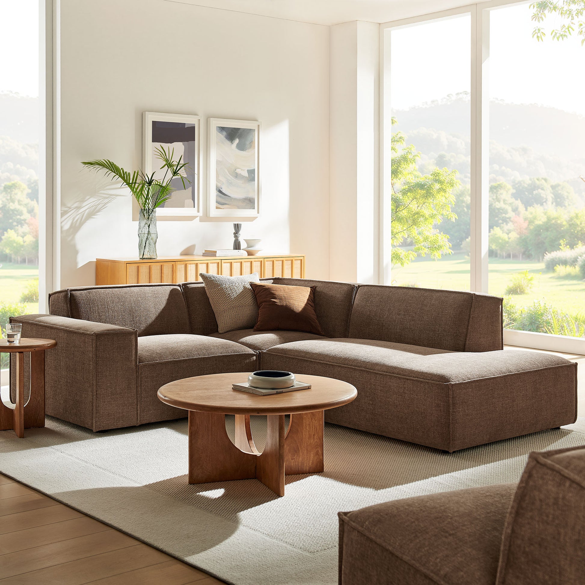 Restore 3-Piece Performance Fabric Upholstered Modular L-Shaped Sectional Sofa
