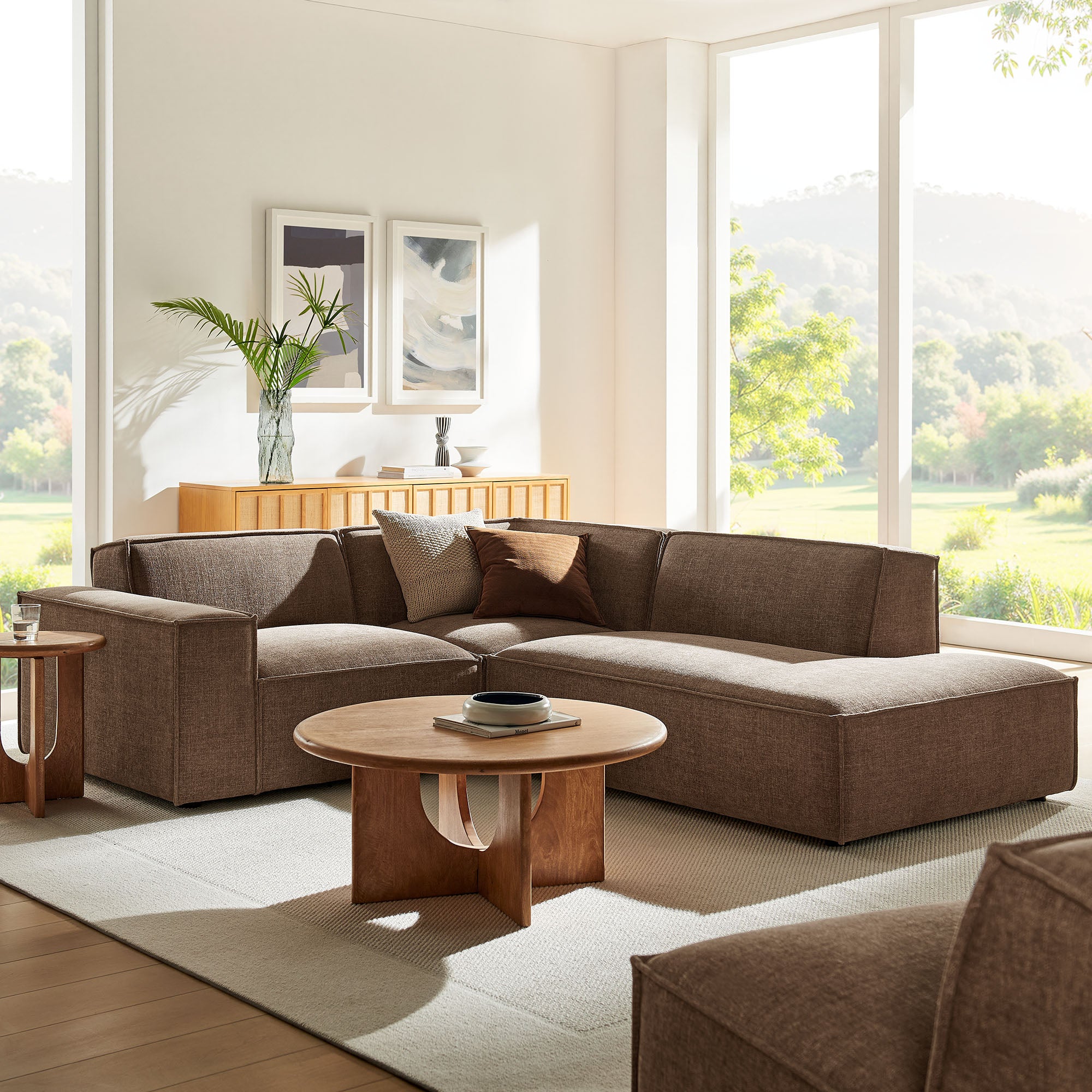Restore 3-Piece Performance Fabric Upholstered Modular L-Shaped Sectional Sofa