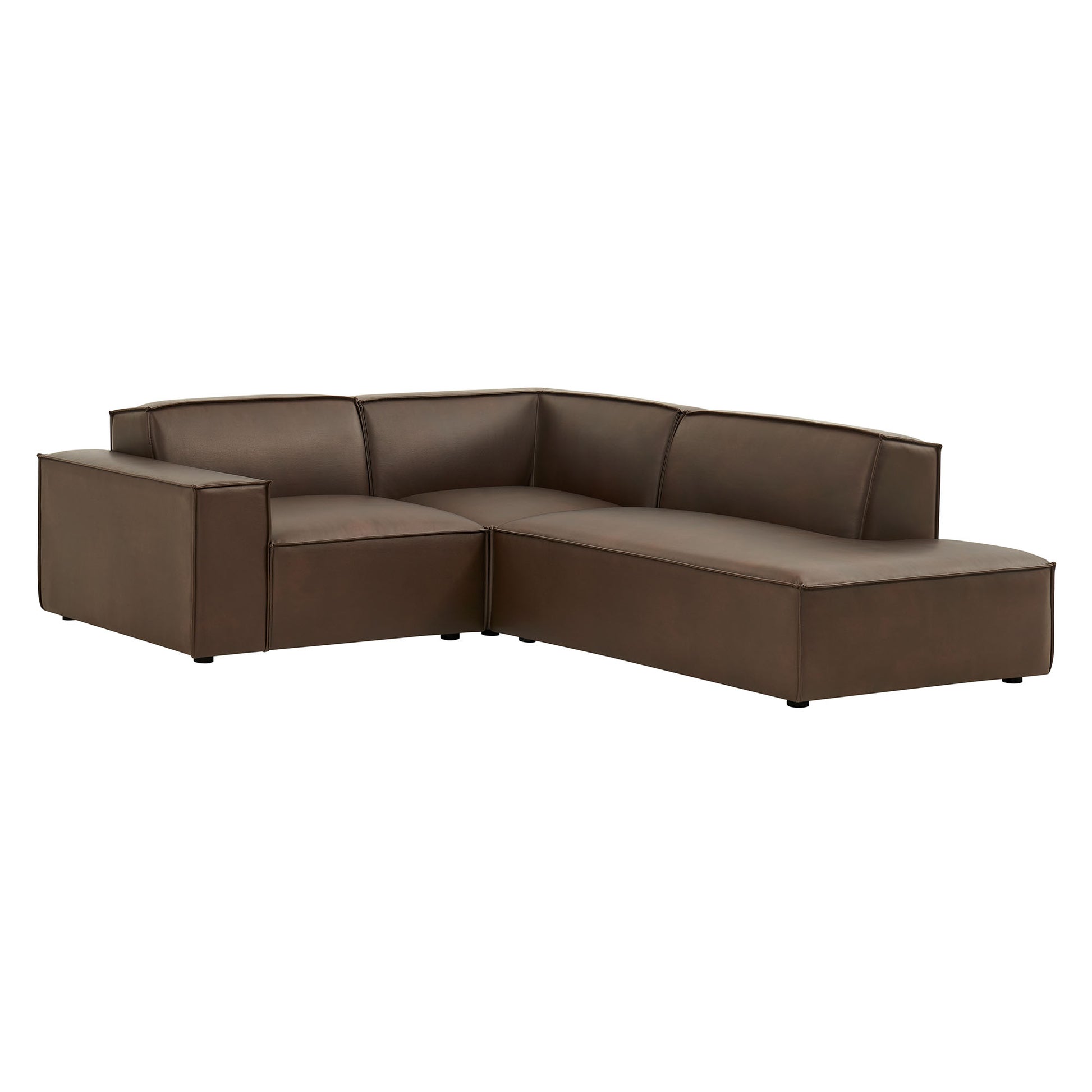 Restore 3-Piece Vegan Leather Modular L-Shaped Sectional Sofa - Espresso