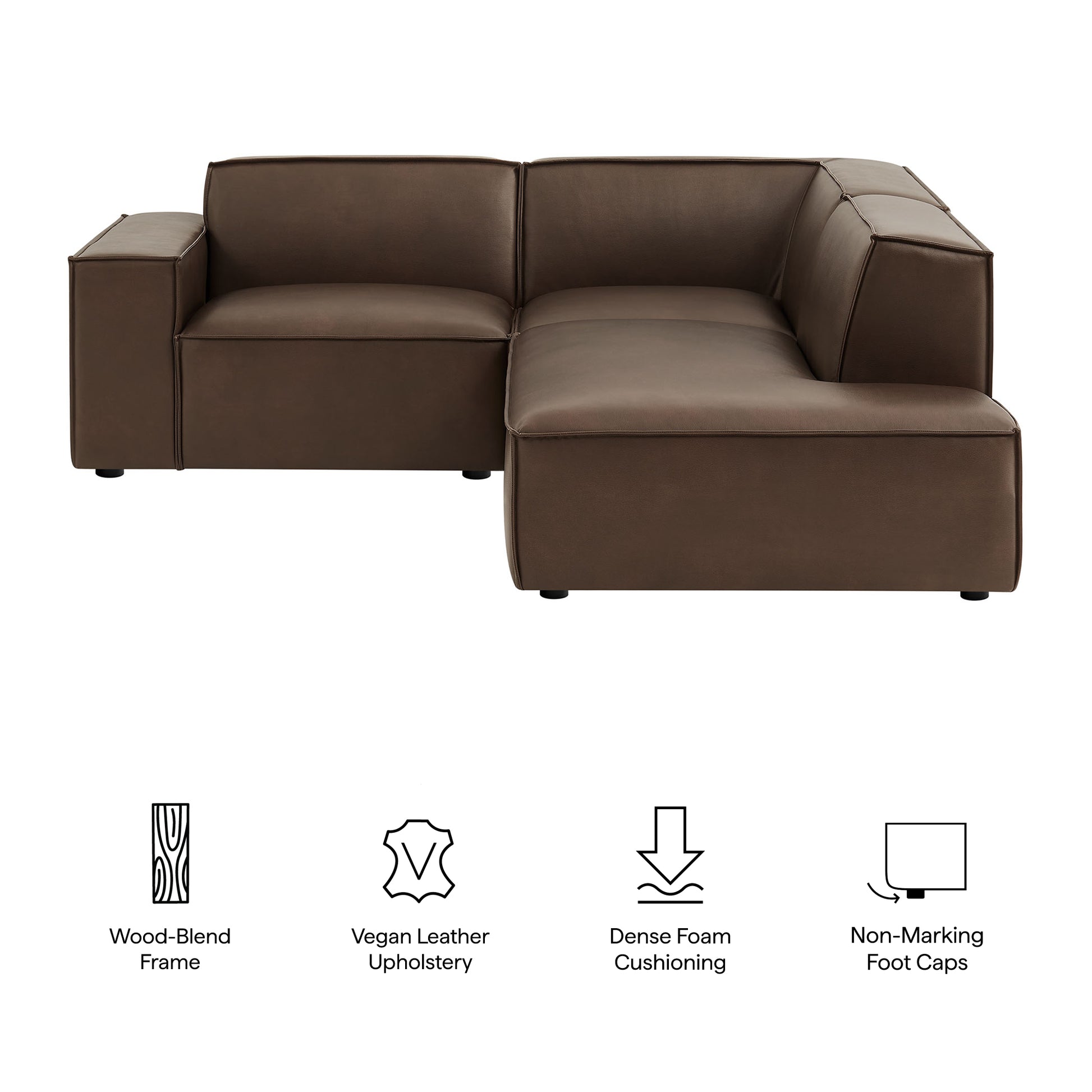 Restore 3-Piece Vegan Leather Modular L-Shaped Sectional Sofa - Toast