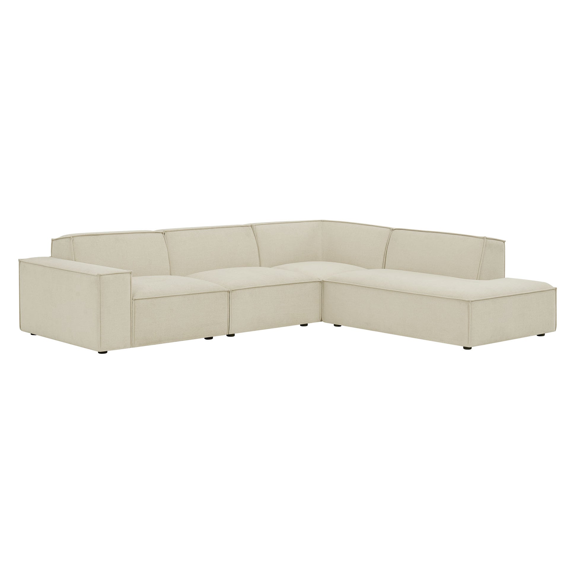 Restore 4-Piece Performance Fabric Upholstered Modular L-Shaped Sofa - Ecru