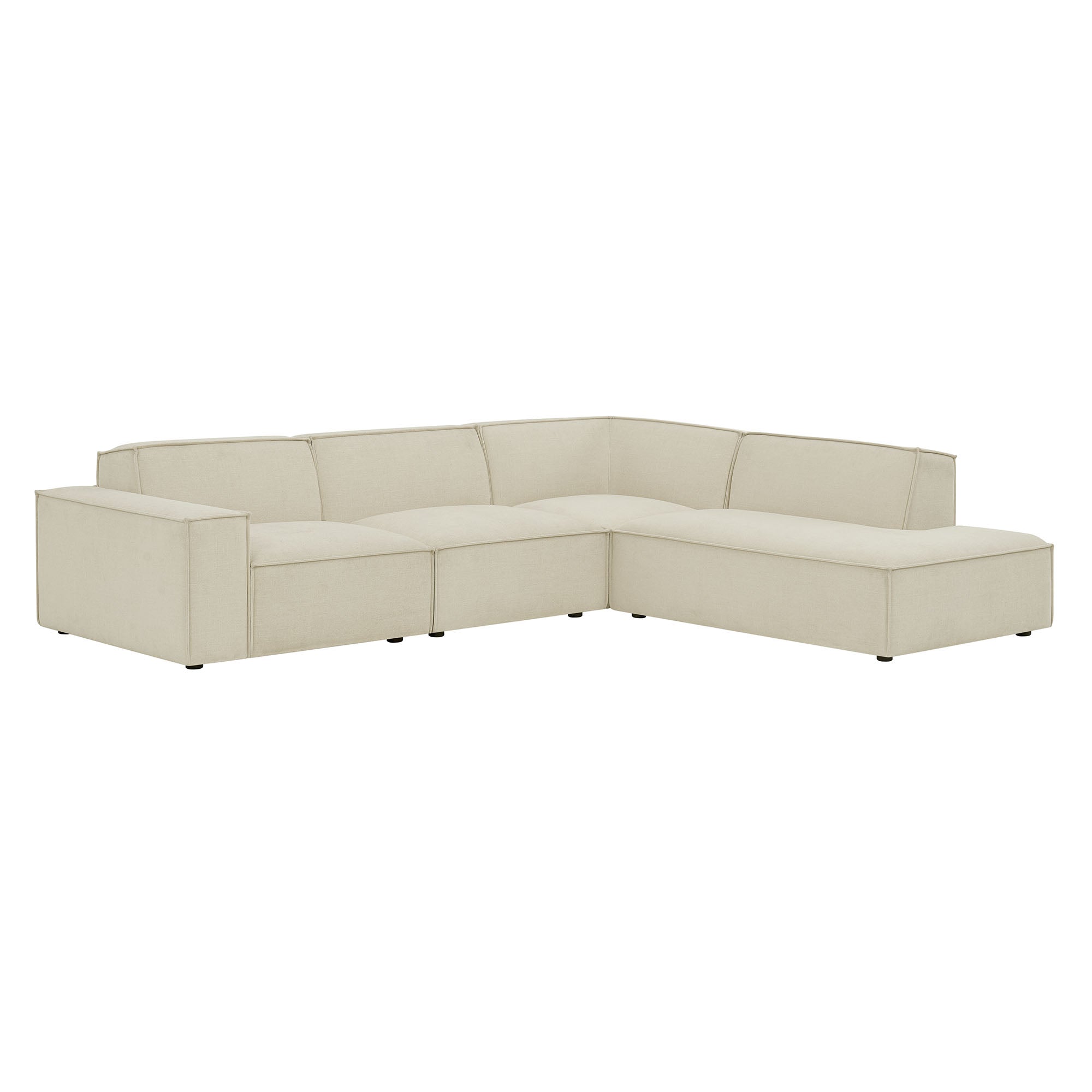 Restore 4-Piece Performance Fabric Upholstered Modular L-Shaped Sofa - Ecru
