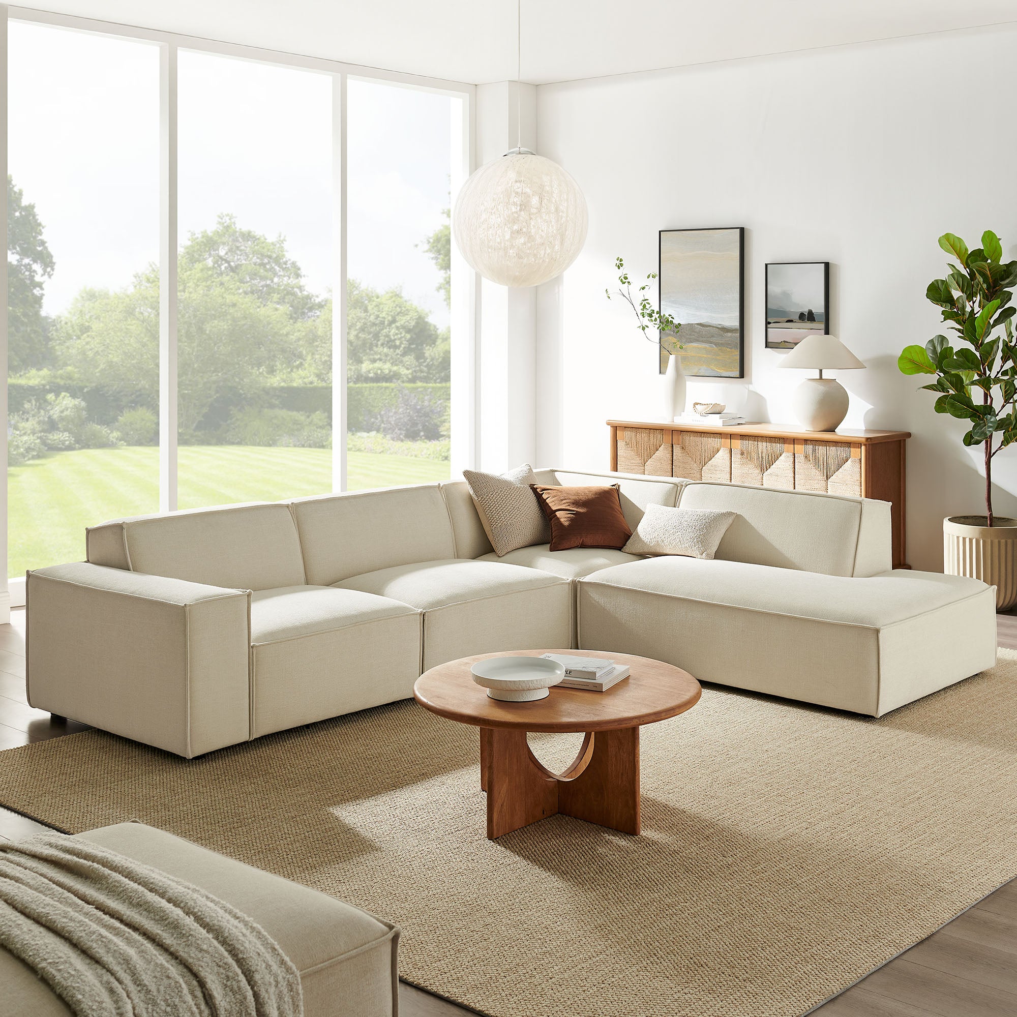Restore 4-Piece Performance Fabric Upholstered Modular L-Shaped Sofa