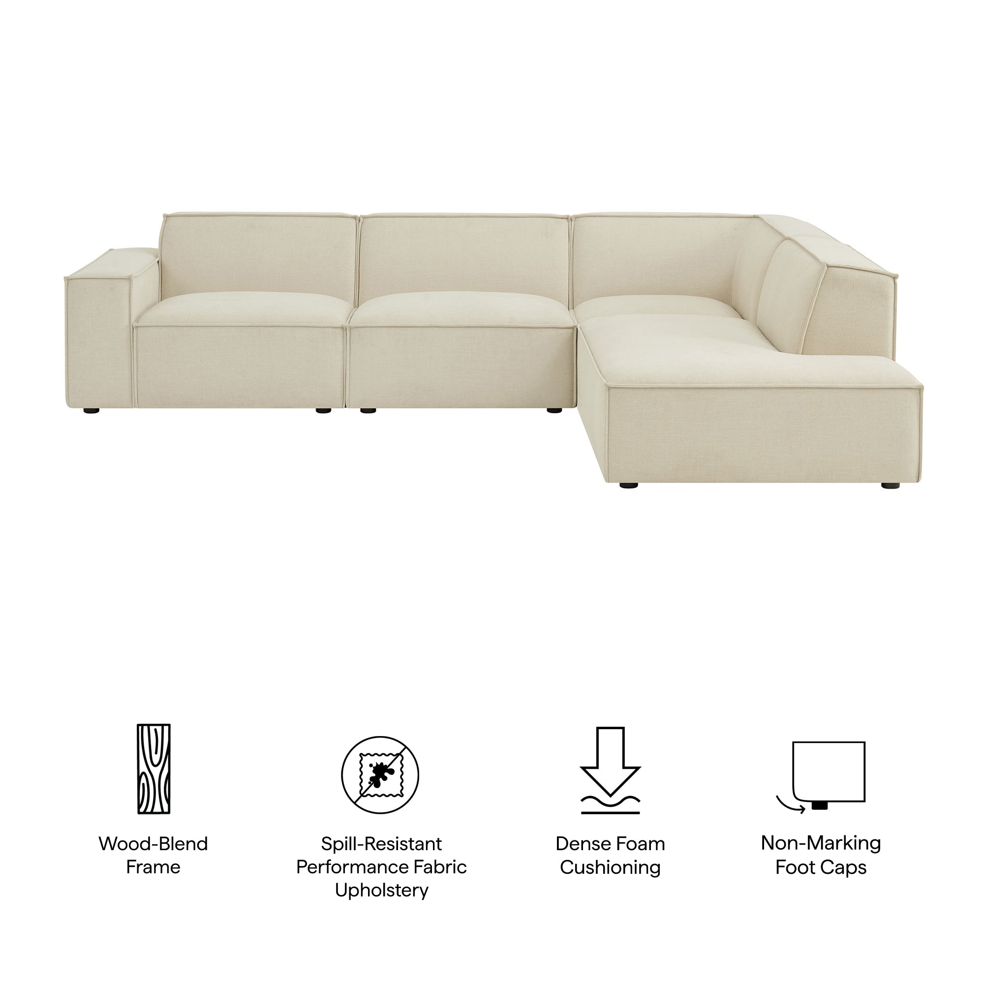 Restore 4-Piece Performance Fabric Upholstered Modular L-Shaped Sofa - Foliage