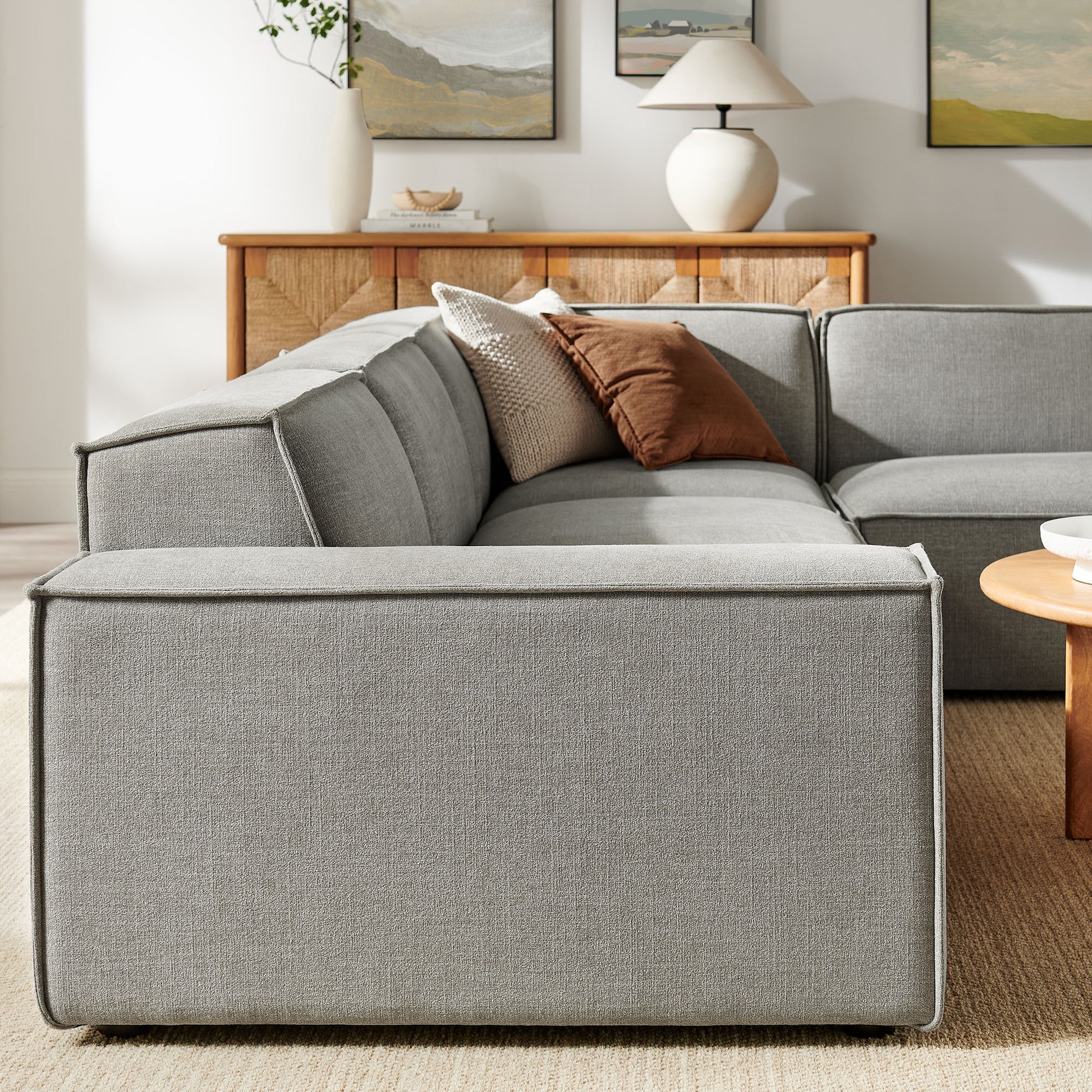 Restore 4-Piece Performance Fabric Upholstered Modular L-Shaped Sofa