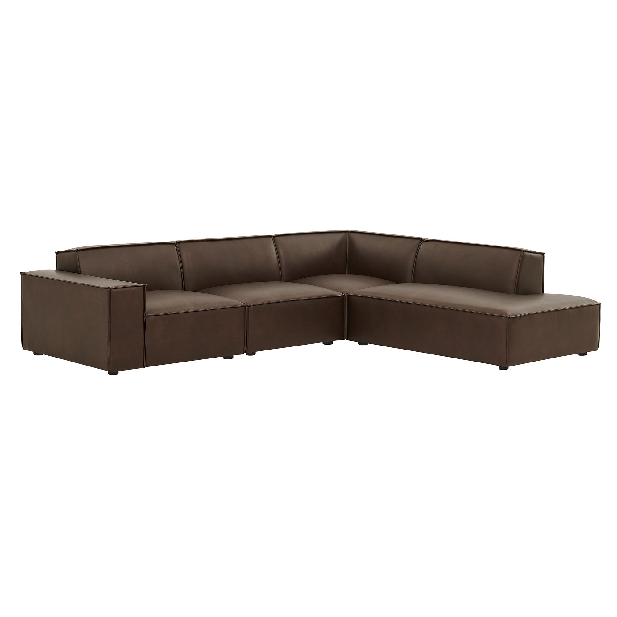 Restore 4-Piece Vegan Leather Modular L-Shaped Sofa - Espresso