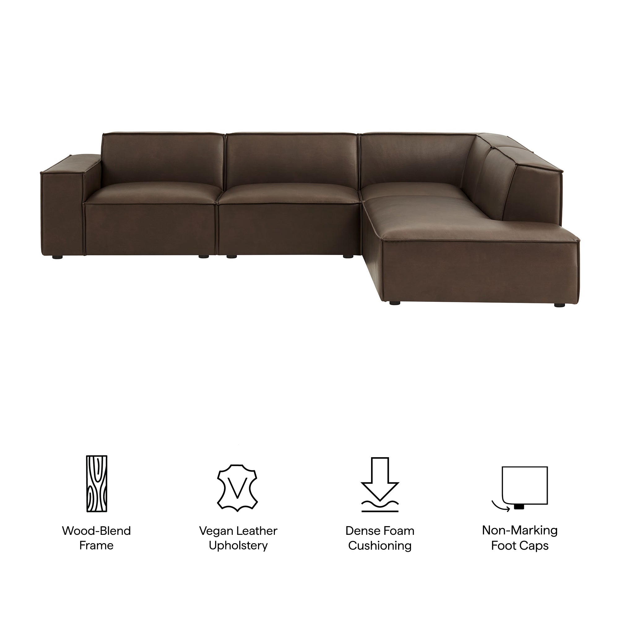 Restore 4-Piece Vegan Leather Modular L-Shaped Sofa - Toast
