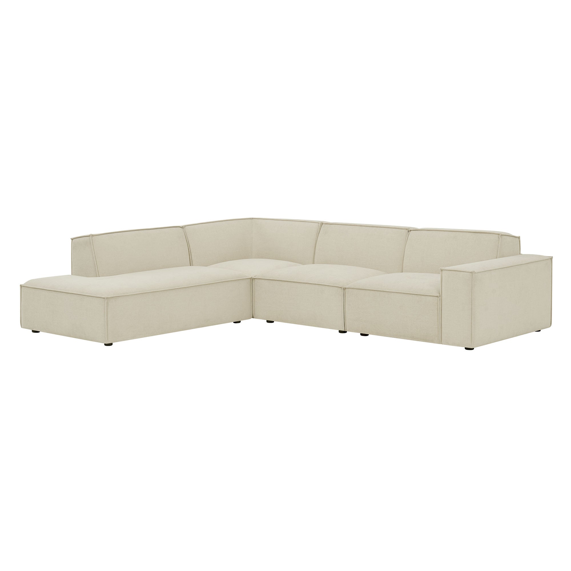 Restore 4-Piece Performance Fabric Upholstered Modular L-Shaped Sofa - Ecru