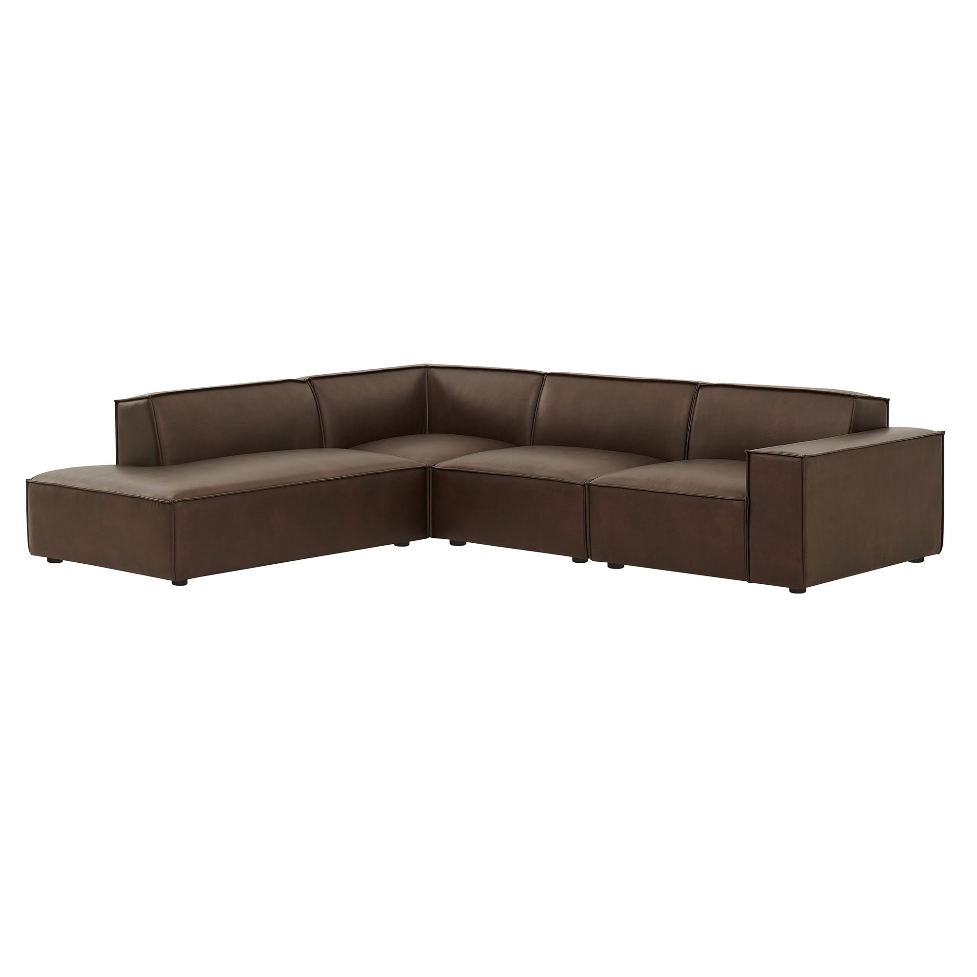 Restore 4-Piece Vegan Leather Modular L-Shaped Sofa - Espresso