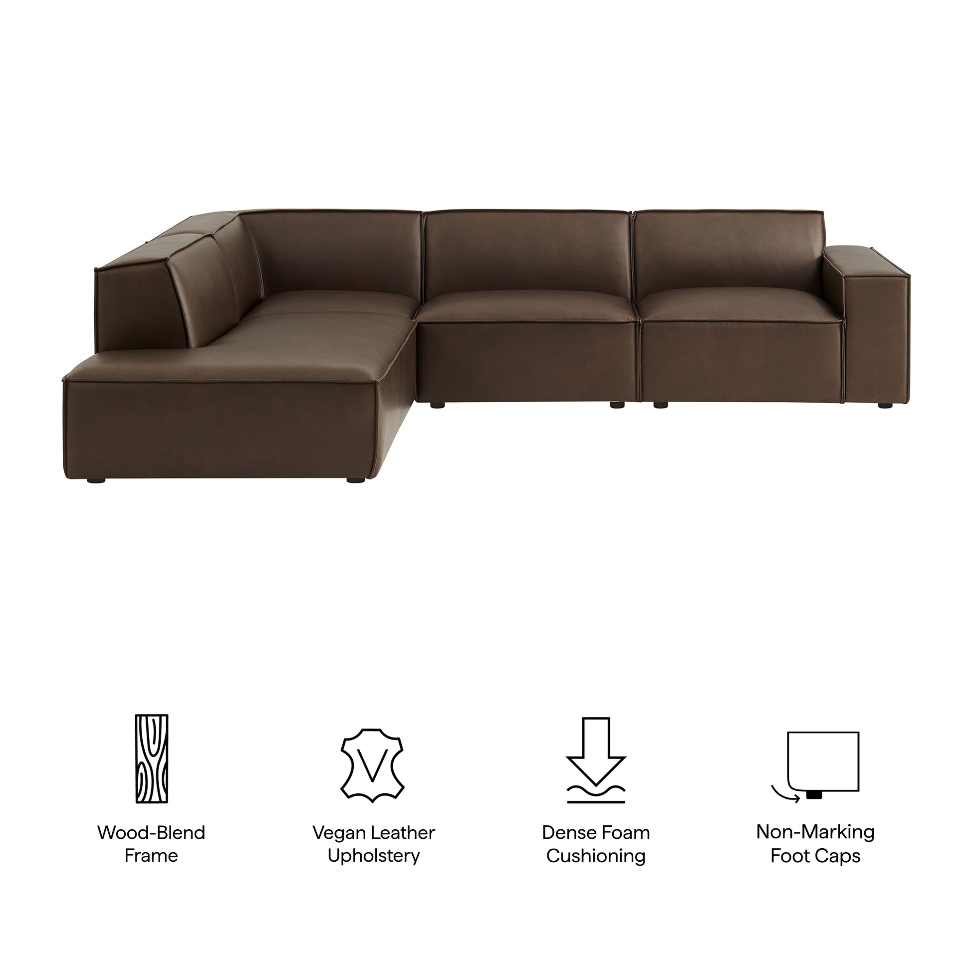 Restore 4-Piece Vegan Leather Modular L-Shaped Sofa - Toast