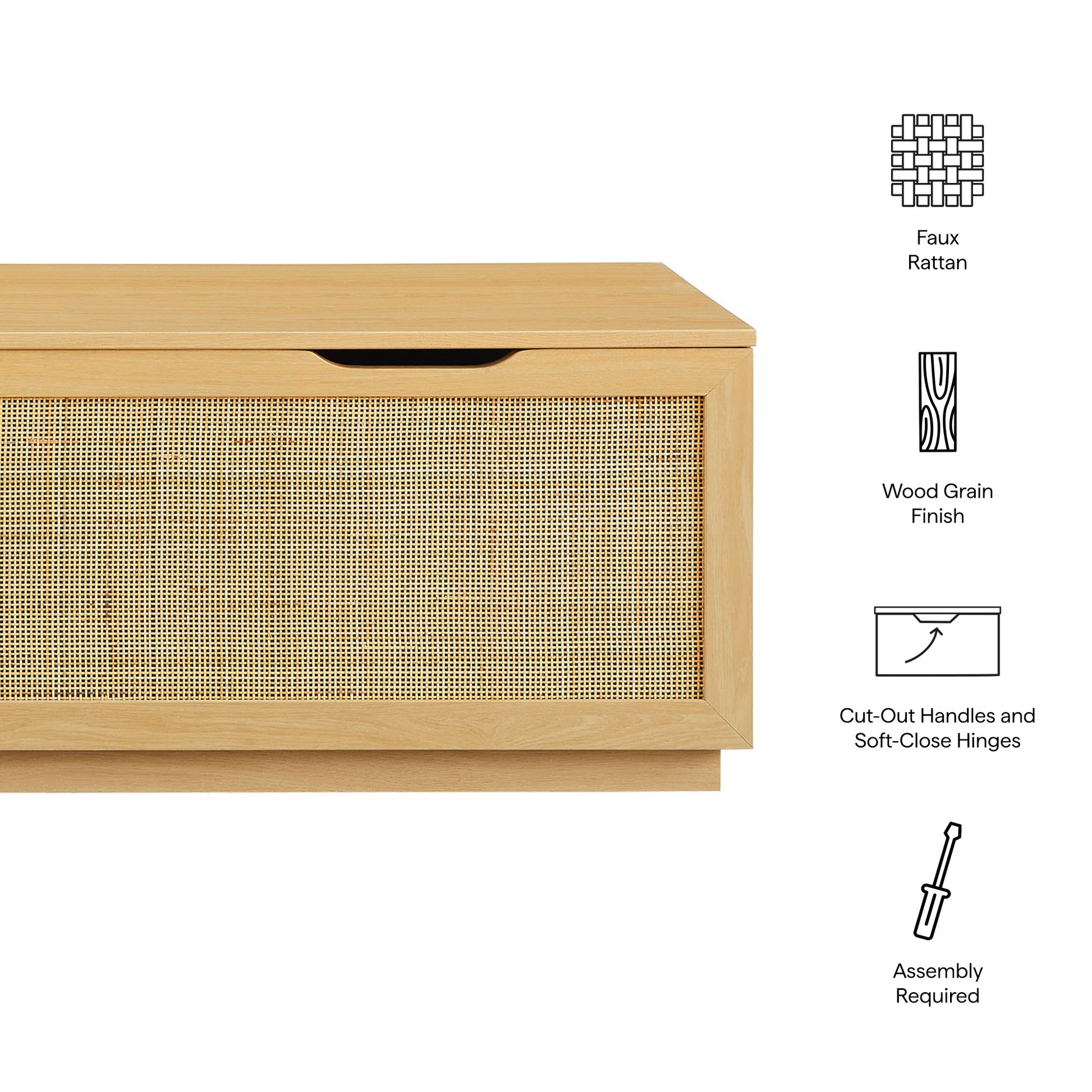 Soma Rattan Storage Bench - Walnut