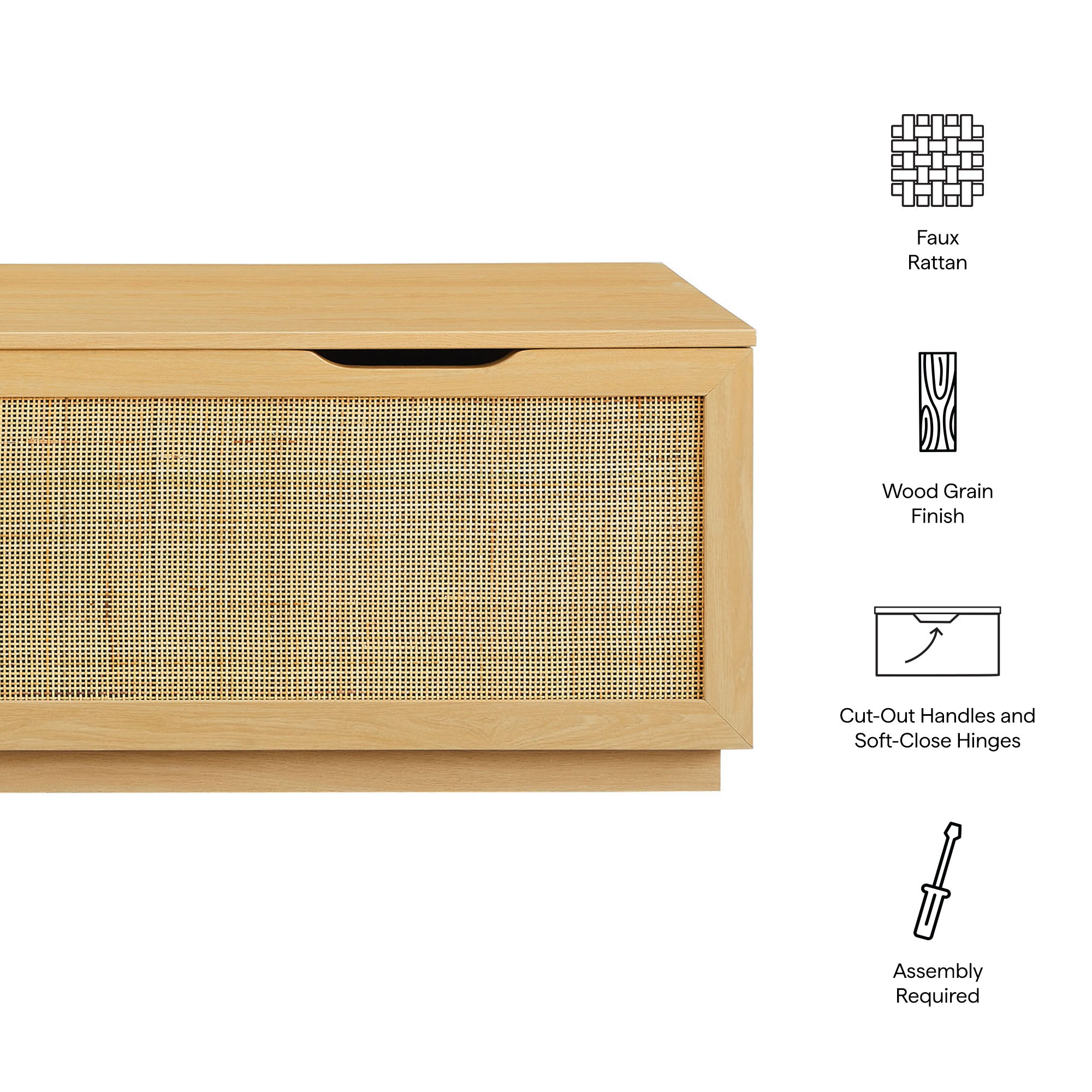 Soma Rattan Storage Bench - Walnut