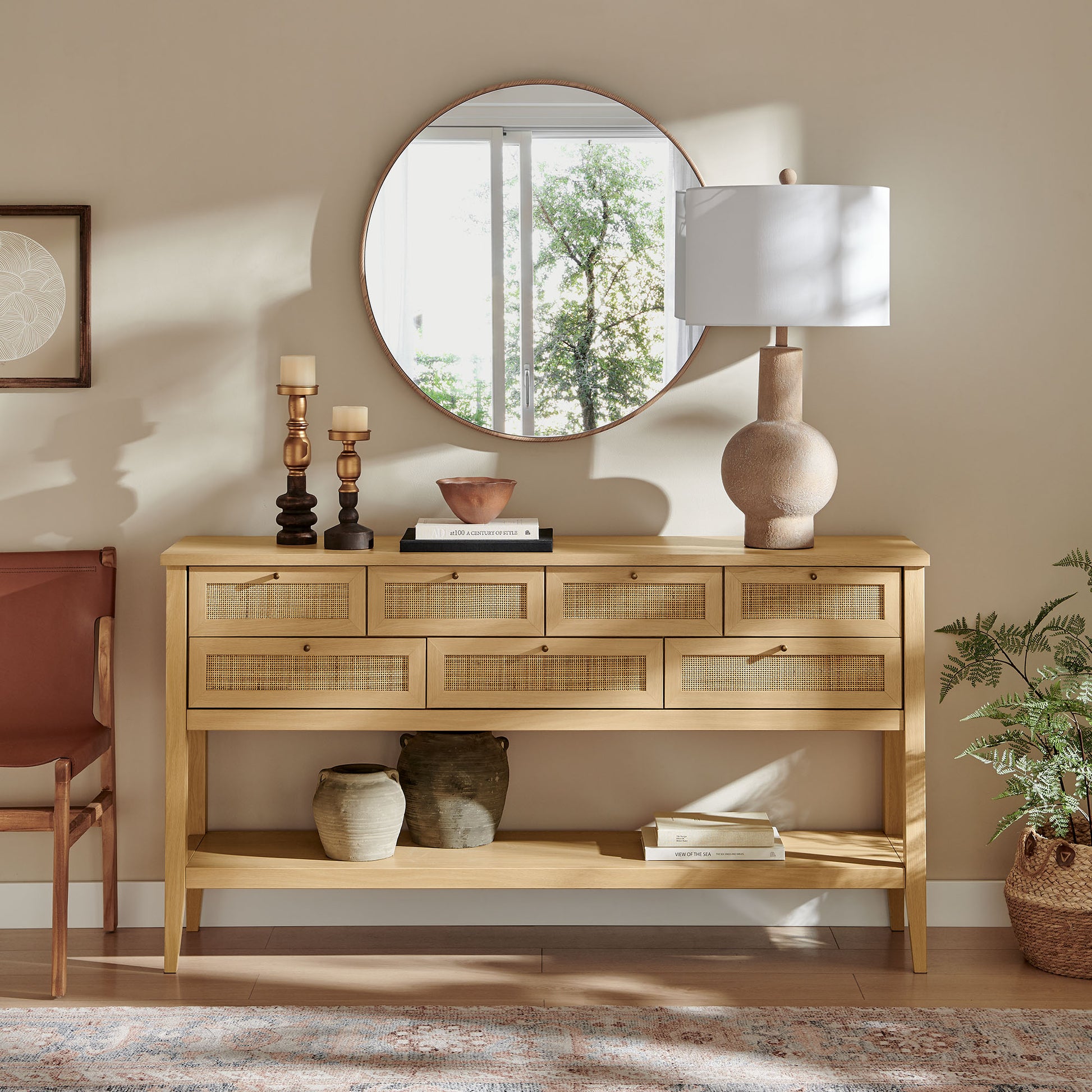 Soma 62 Inch Rattan Console Table